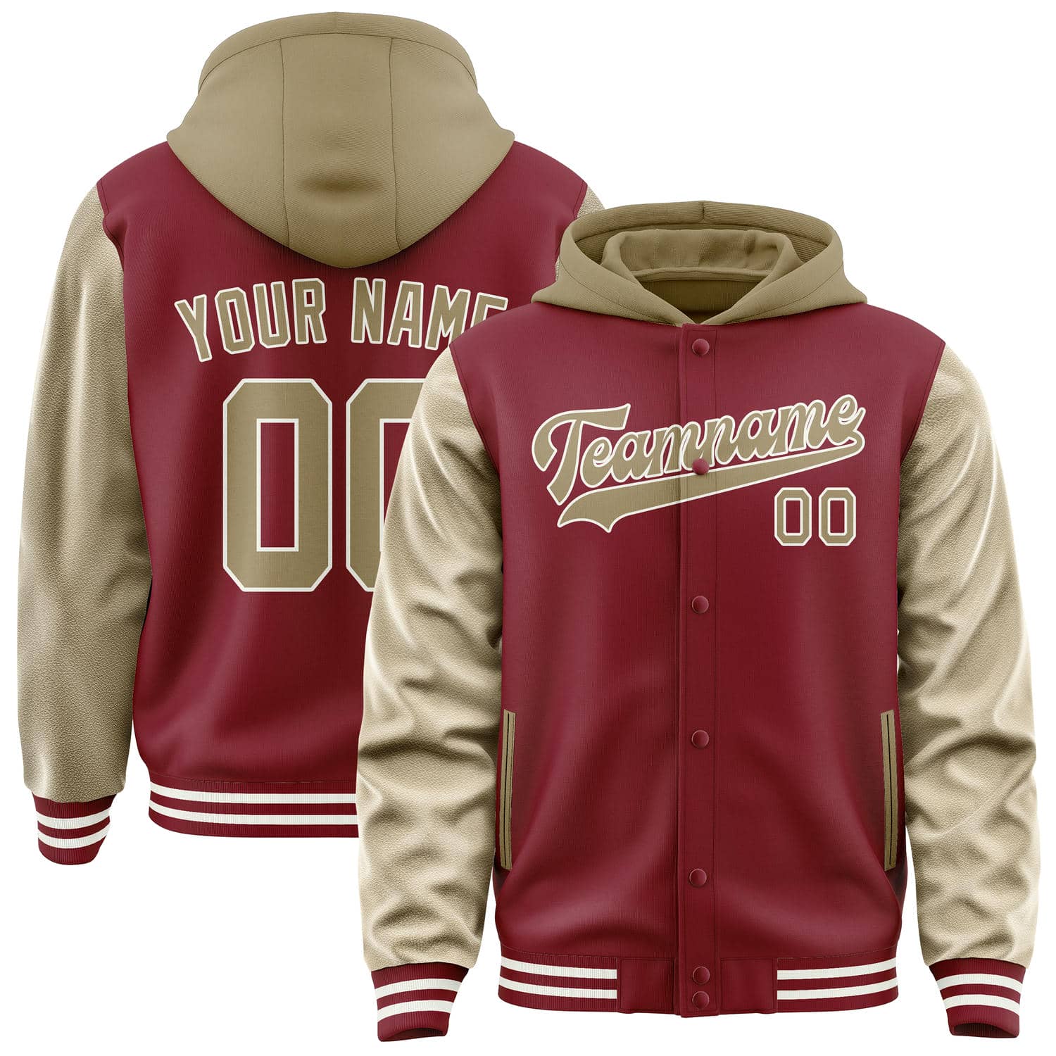 Custom Crimson Red Light Khaki Jacket