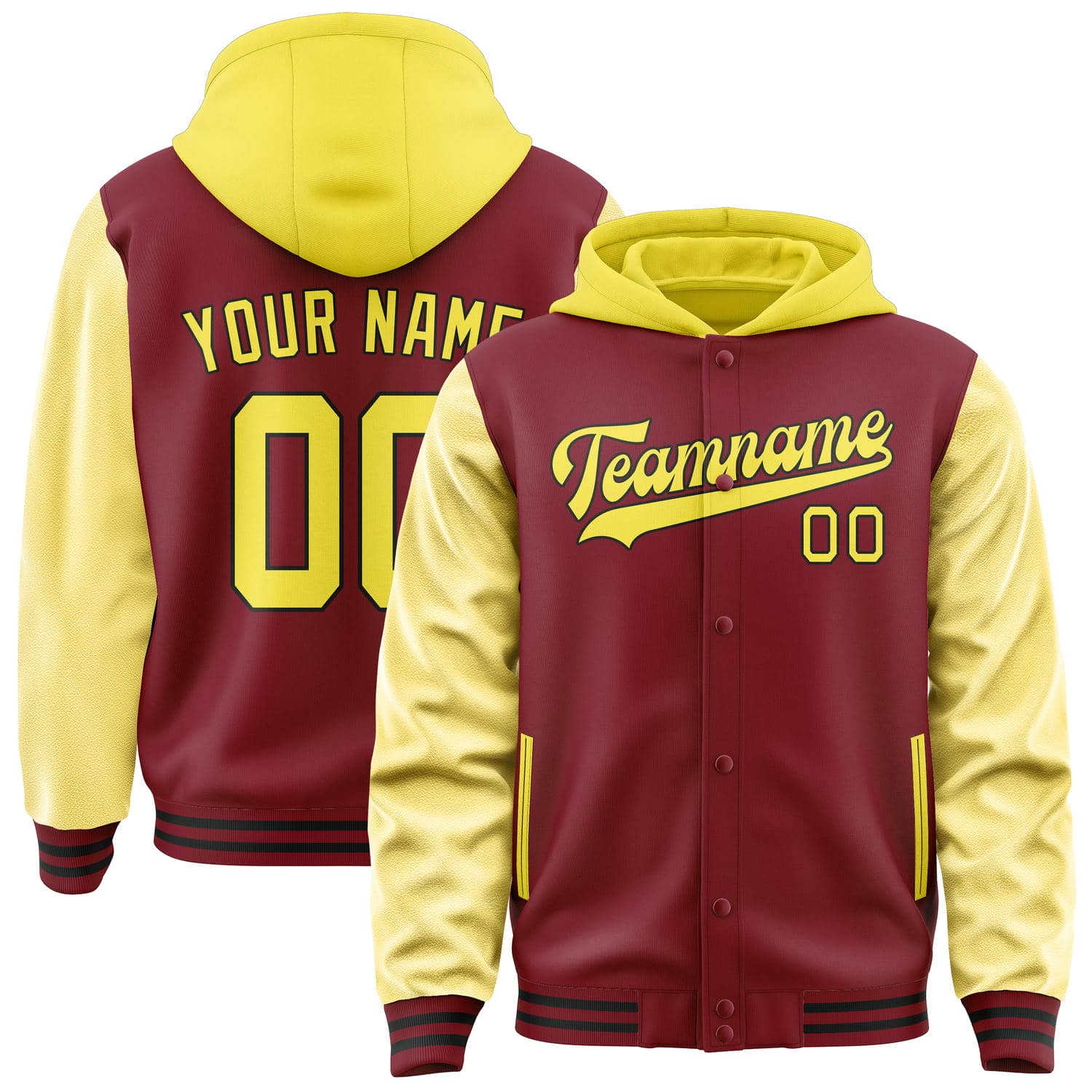Custom Crimson Red Light Yellow Jacket