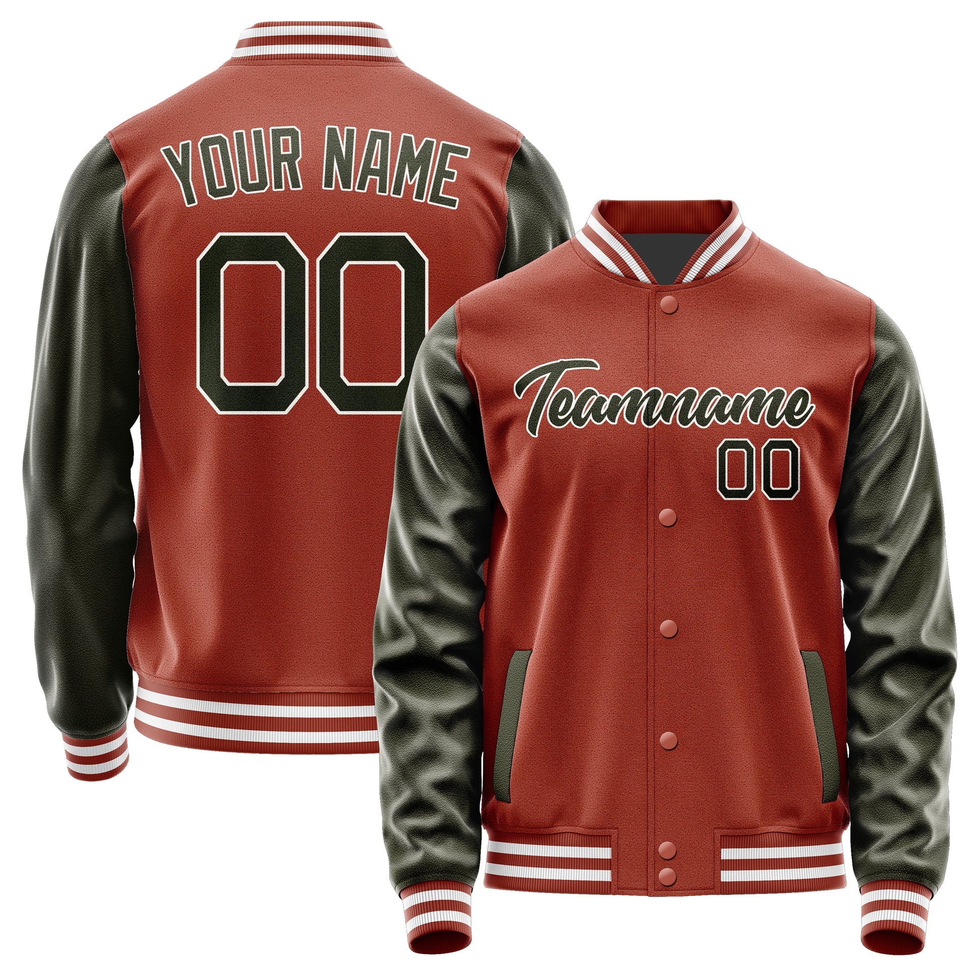 Custom Coral Red Olive Jacket JA1616021618B21802