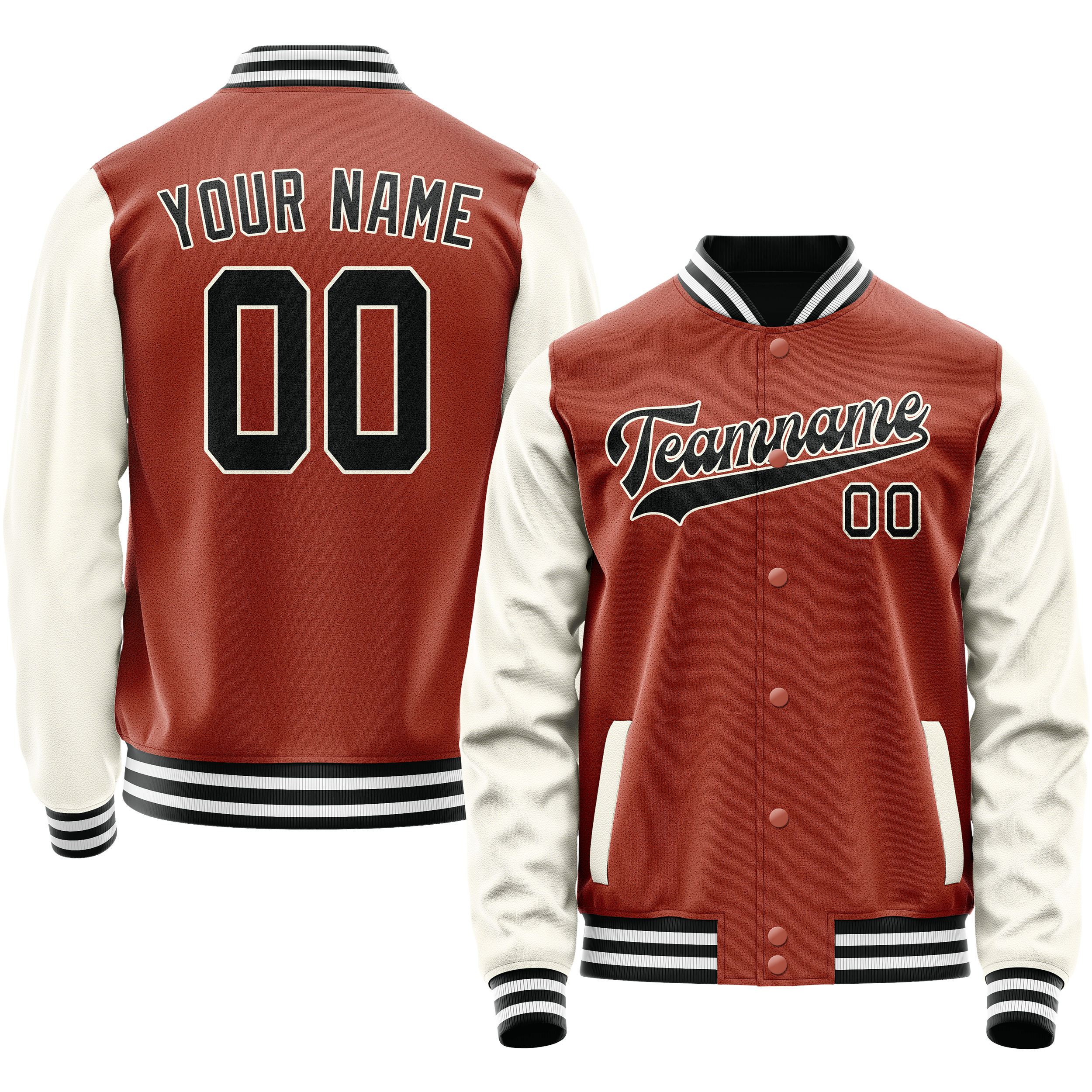 Custom Texas-Orange Cream Solid Color Varsity Letterman Jacket JA02240617JG442