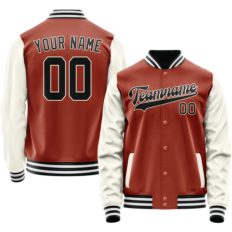 Custom Texas-Orange Cream Solid Color Varsity Letterman Jacket JA02240617JG442