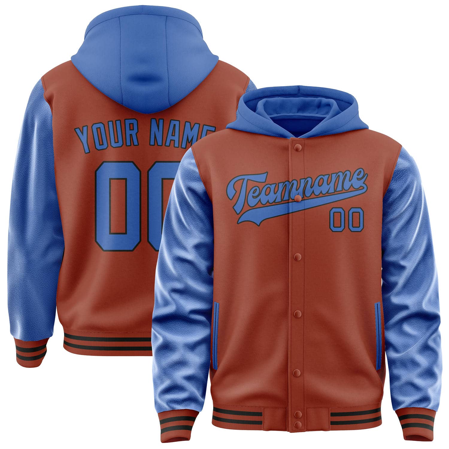 Custom Coral Red Sky Blue Jacket