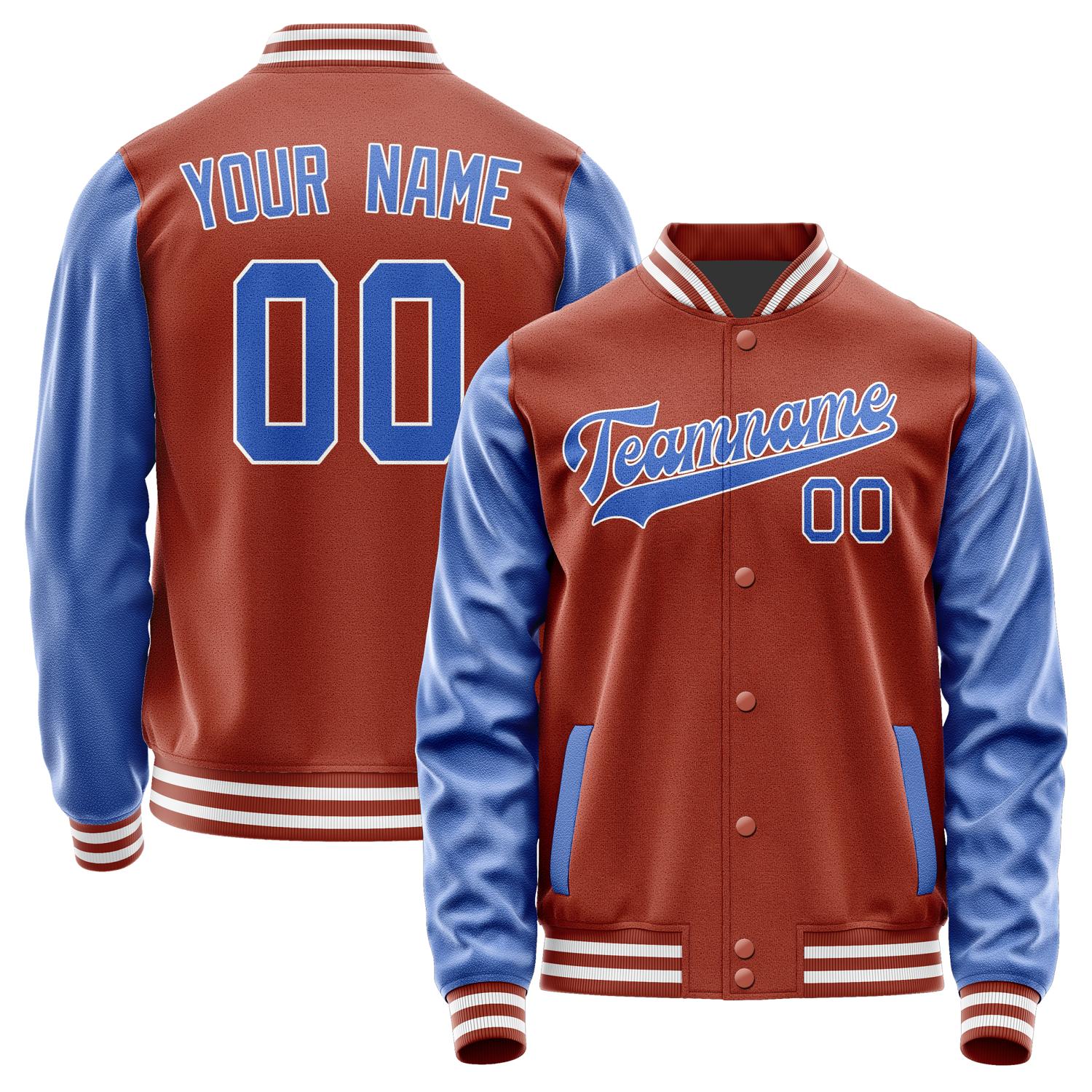 Custom Coral Red Sky Blue Jacket JA1616091618B31809