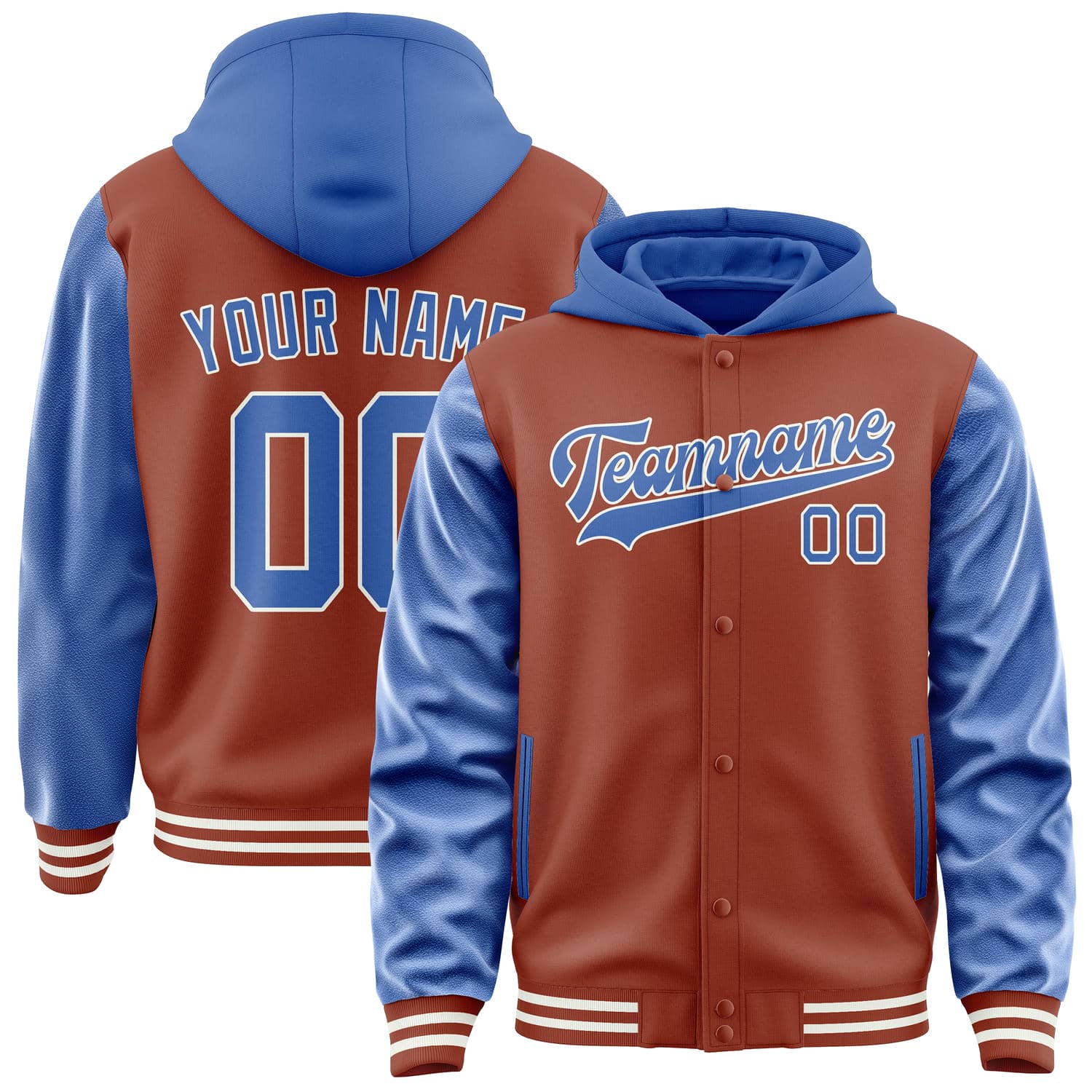 Custom Coral Red Sky Blue Jacket
