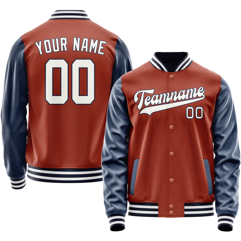 Custom Texas-Orange Royal Solid Color Varsity Letterman Jacket JA02240617JG429