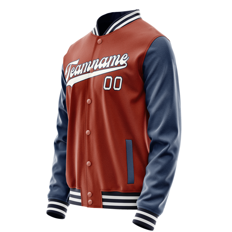 Custom Texas-Orange Royal Solid Color Varsity Letterman Jacket JA02240617JG429