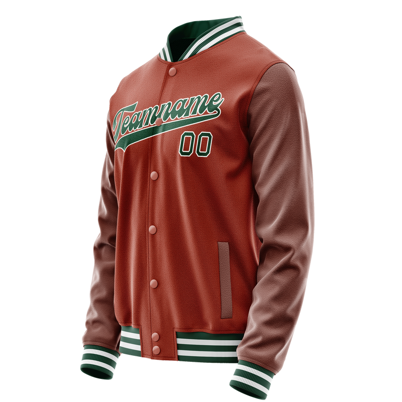 Custom Texas-Orange Kelly-Green Solid Color Varsity Letterman Jacket JA02240617JG423