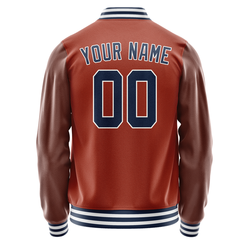 Custom Texas-Orange Navy Solid Color Varsity Letterman Jacket JA02240617JG439