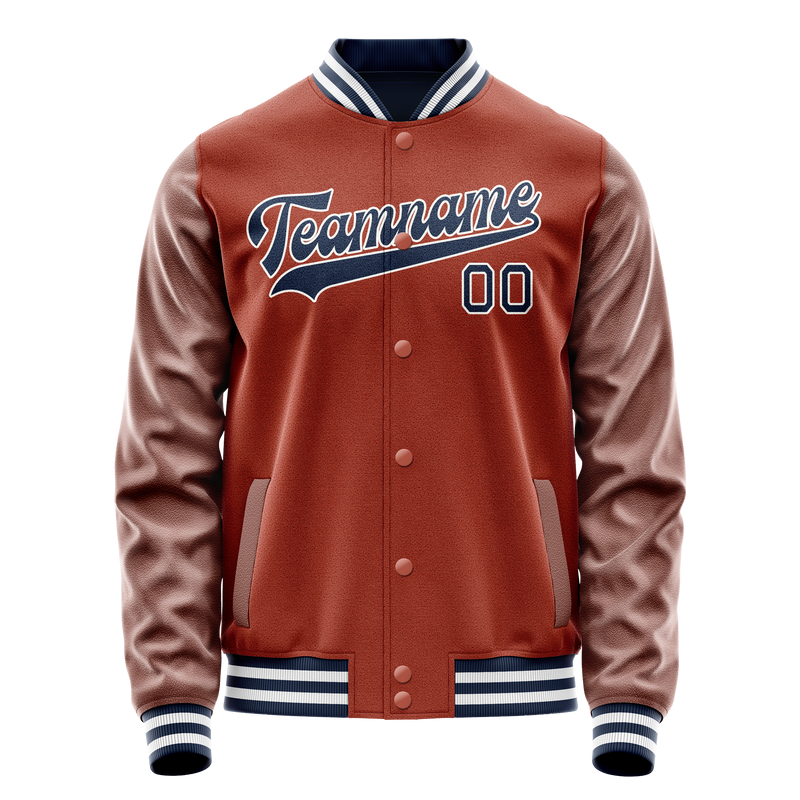 Custom Texas-Orange Navy Solid Color Varsity Letterman Jacket JA02240617JG439