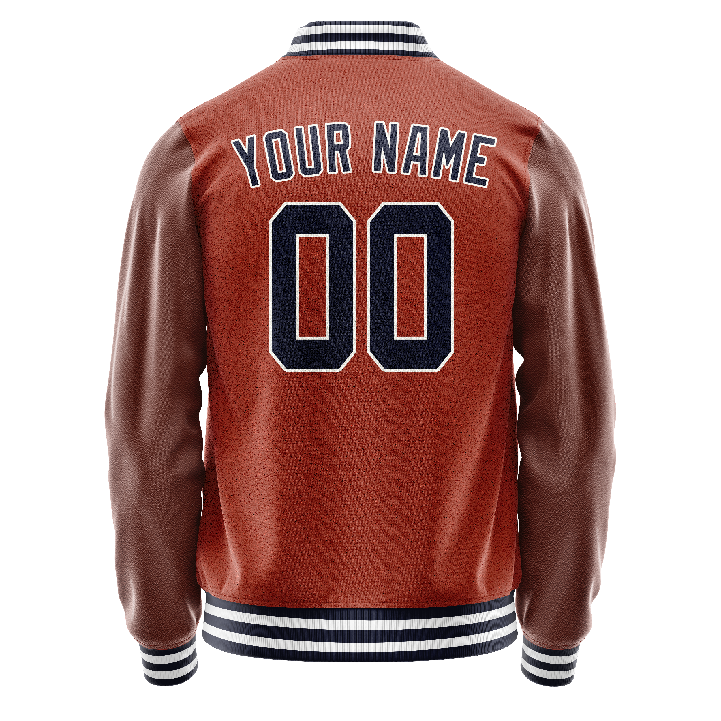 Custom Texas-Orange Navy Solid Color Varsity Letterman Jacket JA02240617JG428