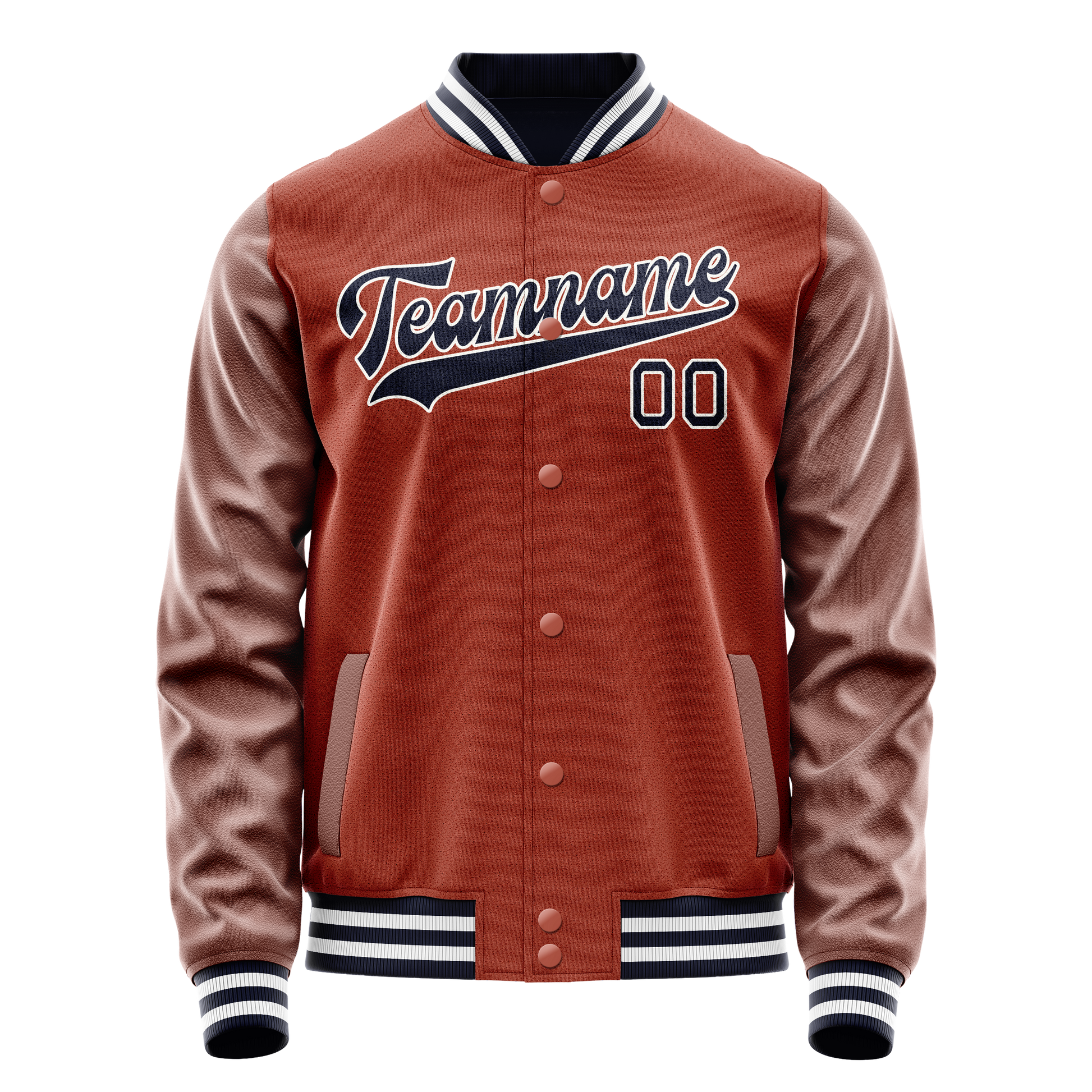 Custom Texas-Orange Navy Solid Color Varsity Letterman Jacket JA02240617JG428