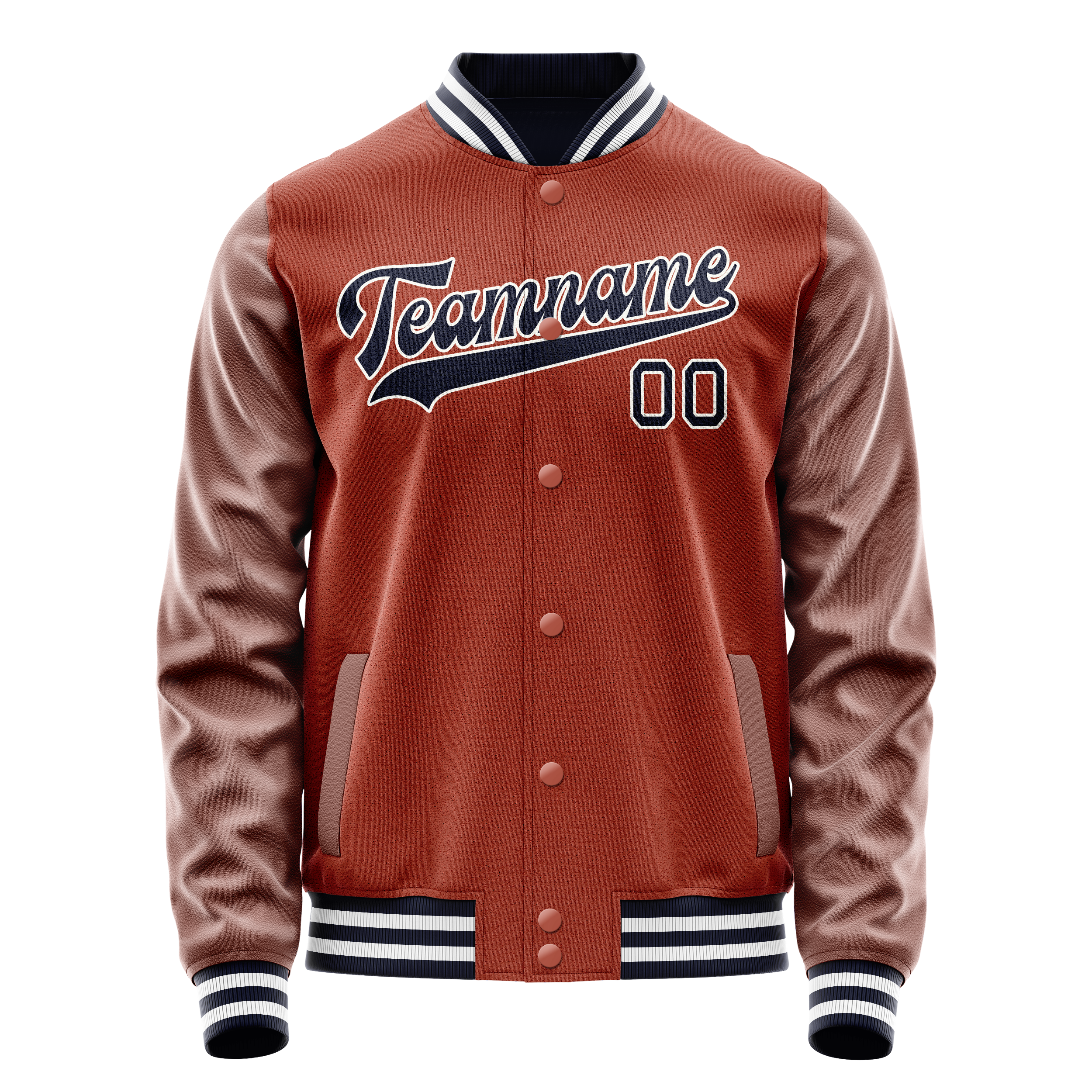 Custom Texas-Orange Navy Solid Color Varsity Letterman Jacket JA02240617JG428