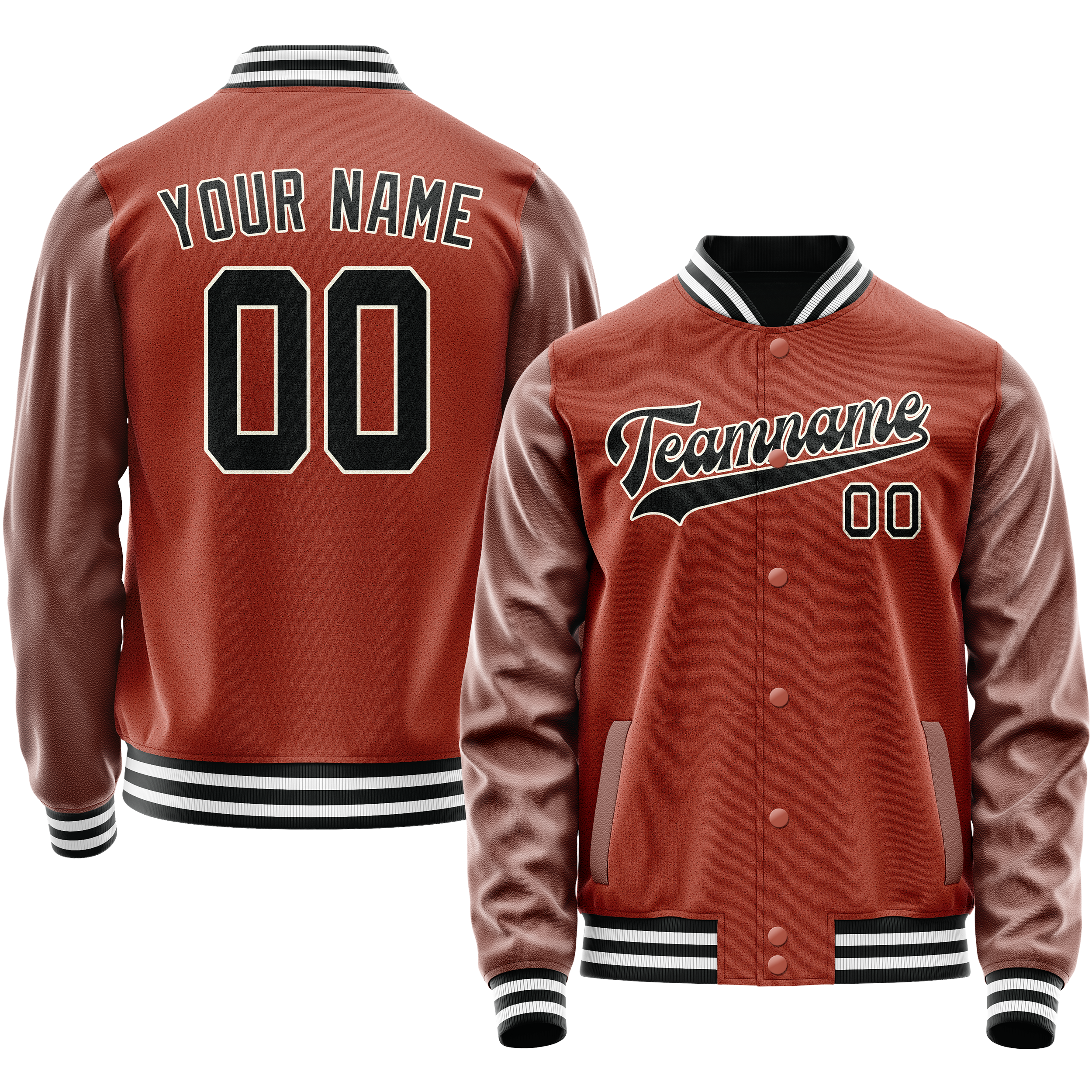 Custom Texas-Orange Black Solid Color Varsity Letterman Jacket JA02240617JG441