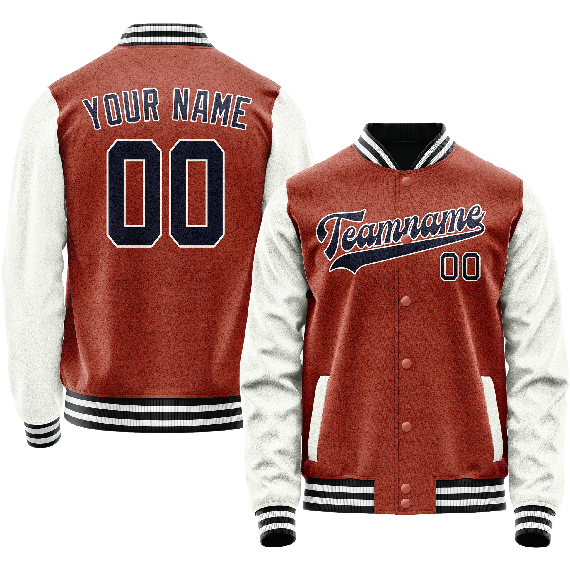 Custom Texas-Orange White Solid Color Varsity Letterman Jacket JA02240617JG427