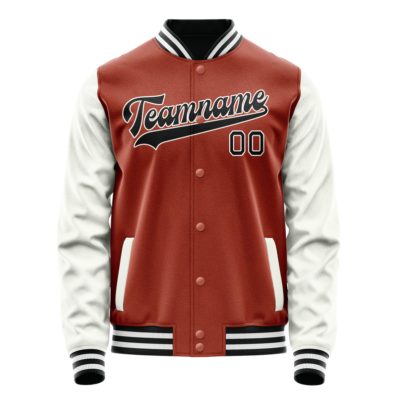 Custom Texas-Orange White Solid Color Varsity Letterman Jacket JA02240617JG425