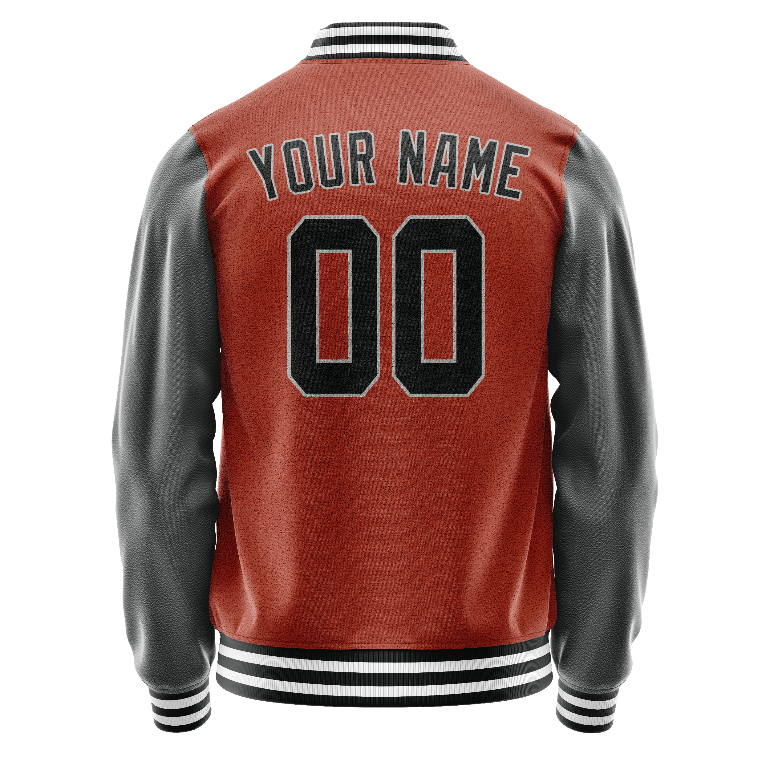 Custom Texas-Orange Gray Solid Color Varsity Letterman Jacket JA02240617JG418