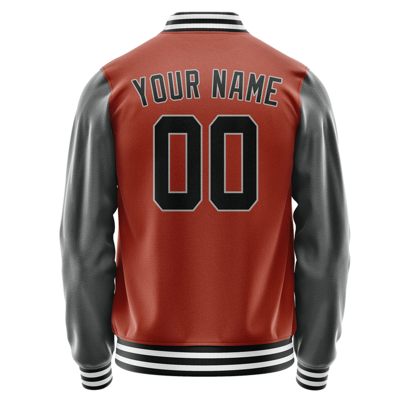 Custom Texas-Orange Gray Solid Color Varsity Letterman Jacket JA02240617JG418