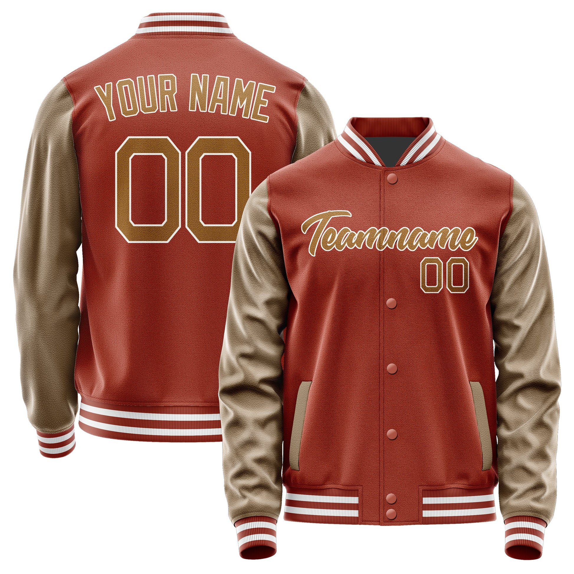 Custom Coral Red Khaki Jacket JA1616221618B21822