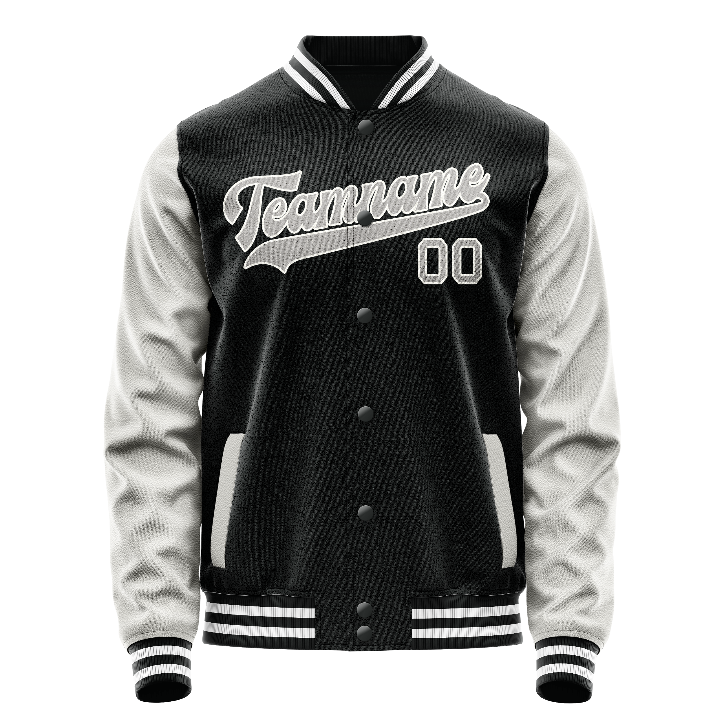 Custom Black Gray Solid Color Varsity Letterman Jacket JA02240617XF015