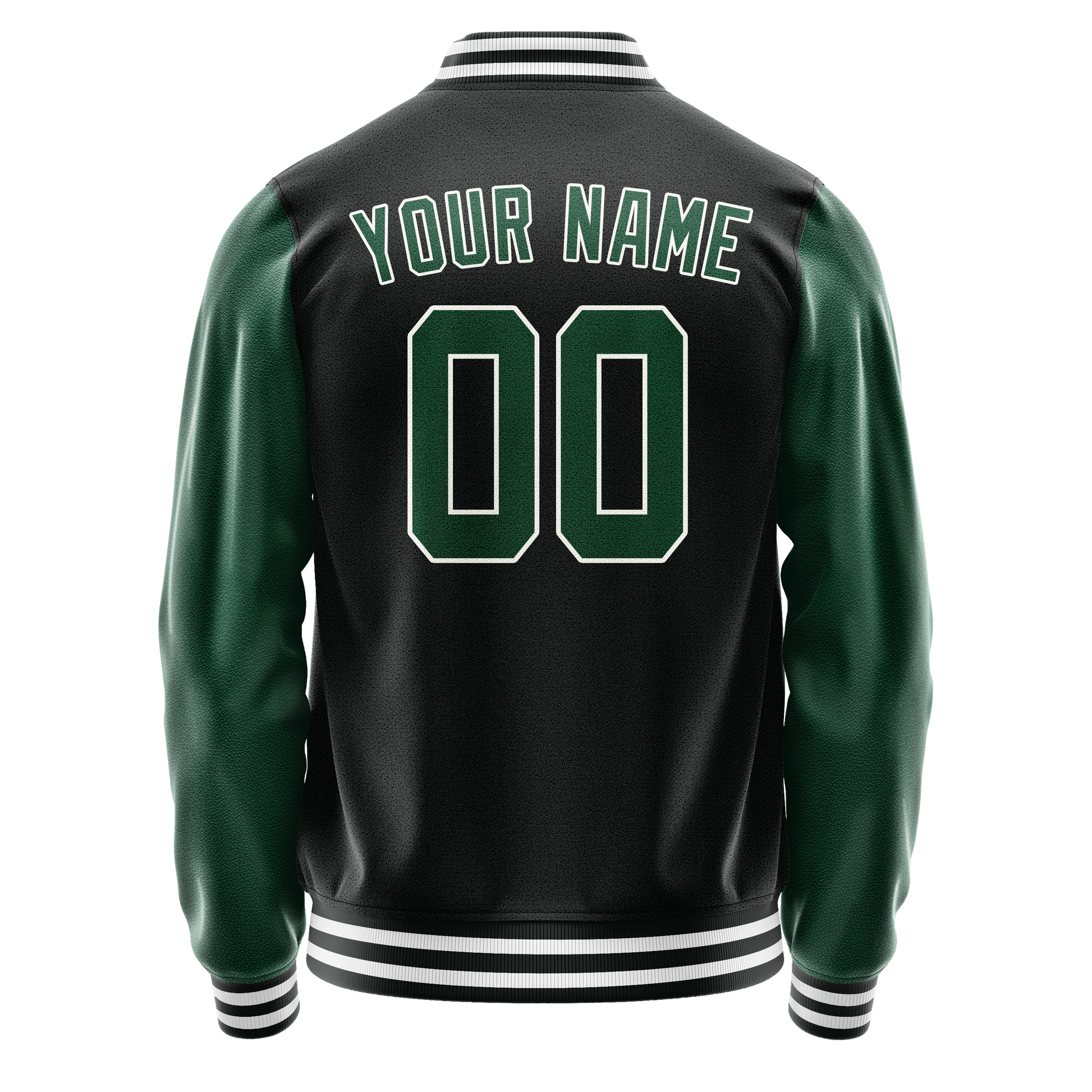 Custom Black Kelly-Green Solid Color Varsity Letterman Jacket JA02240617XF013