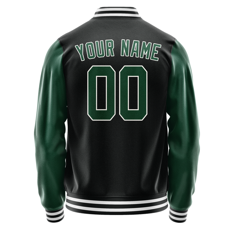 Custom Black Kelly-Green Solid Color Varsity Letterman Jacket JA02240617XF013