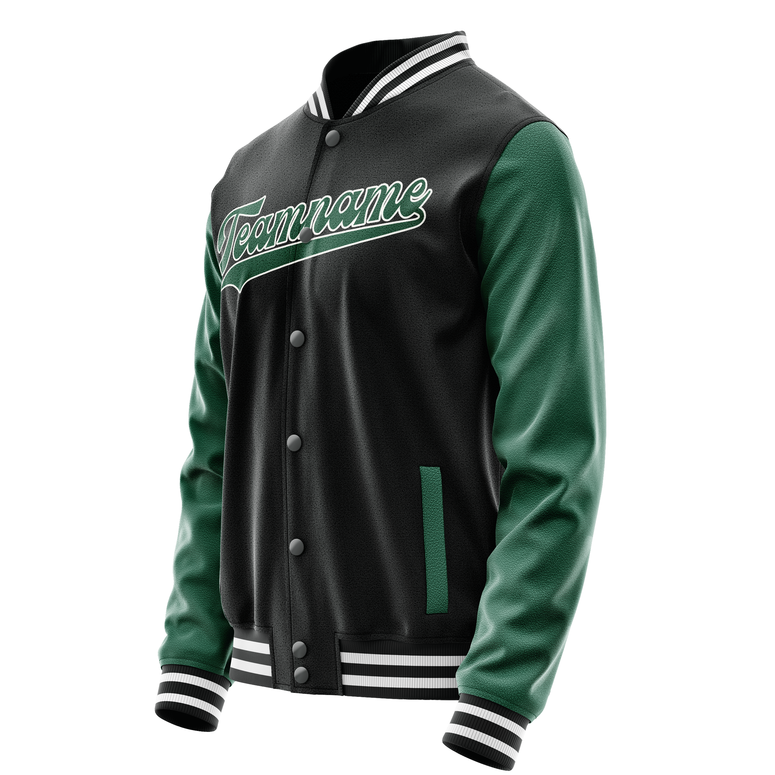 Custom Black Kelly-Green Solid Color Varsity Letterman Jacket JA02240617XF013