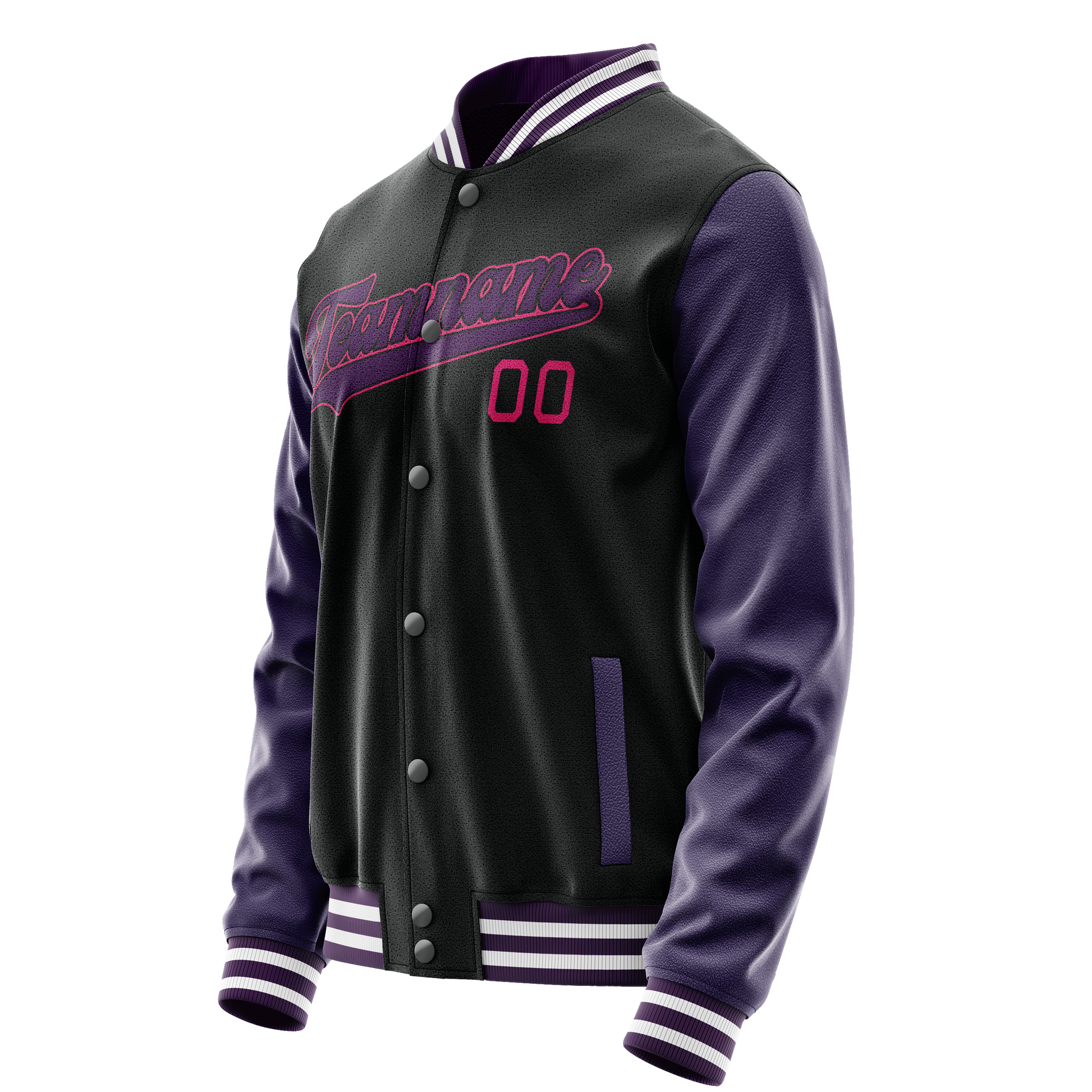 Custom Black Purple Solid Color Varsity Letterman Jacket JA02240617XF011
