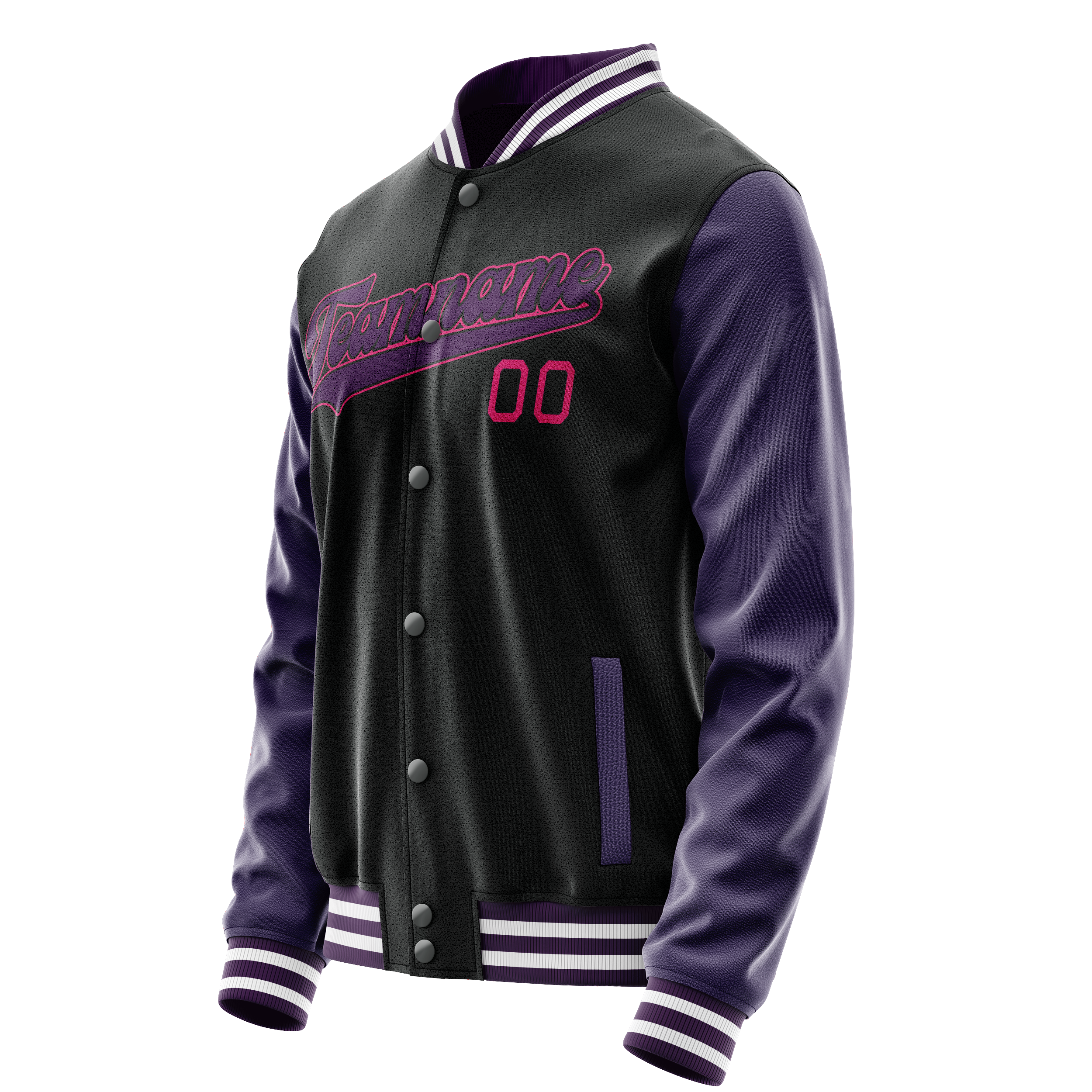 Custom Black Purple Solid Color Varsity Letterman Jacket JA02240617XF011