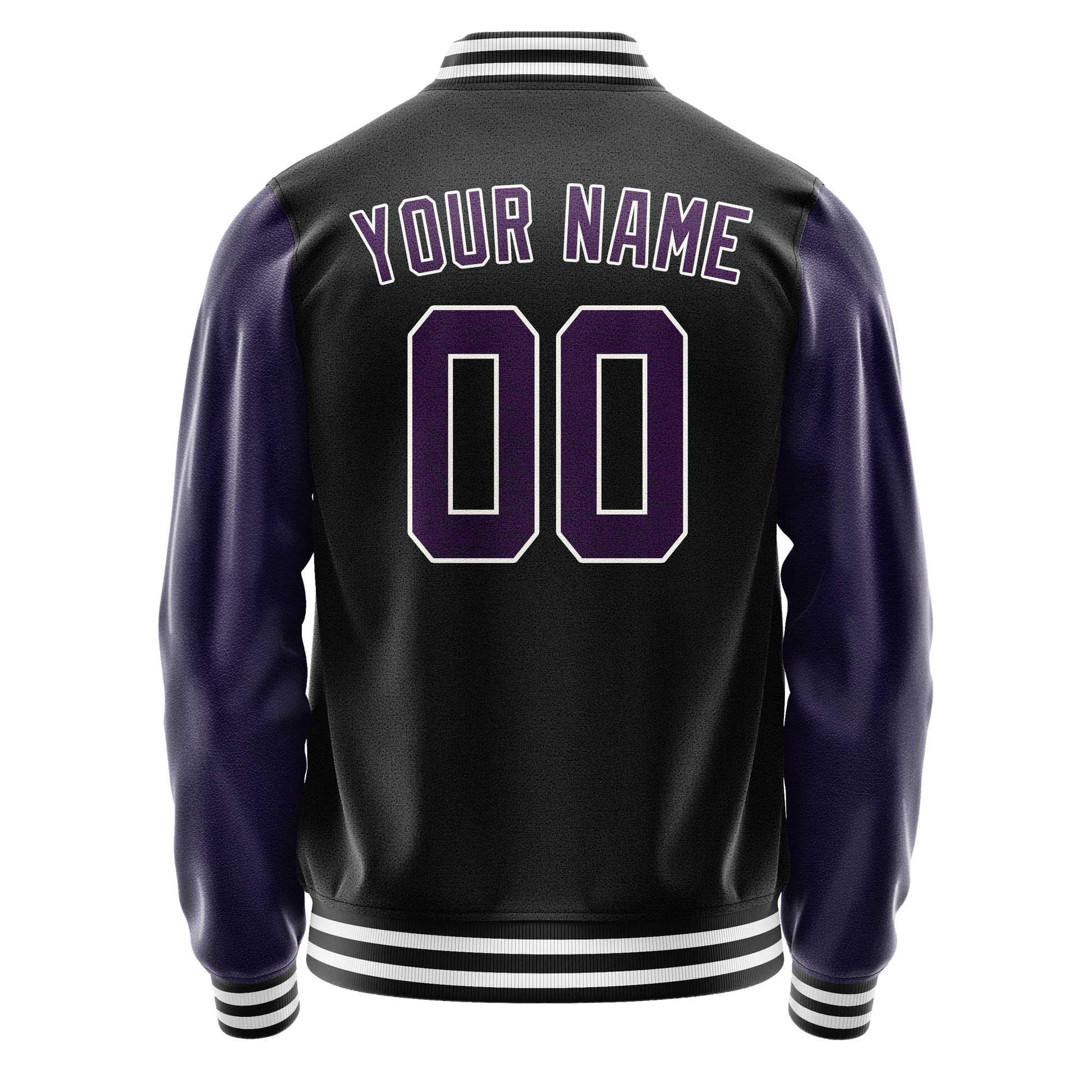 Custom Black Purple Solid Color Varsity Letterman Jacket JA02240617XF016