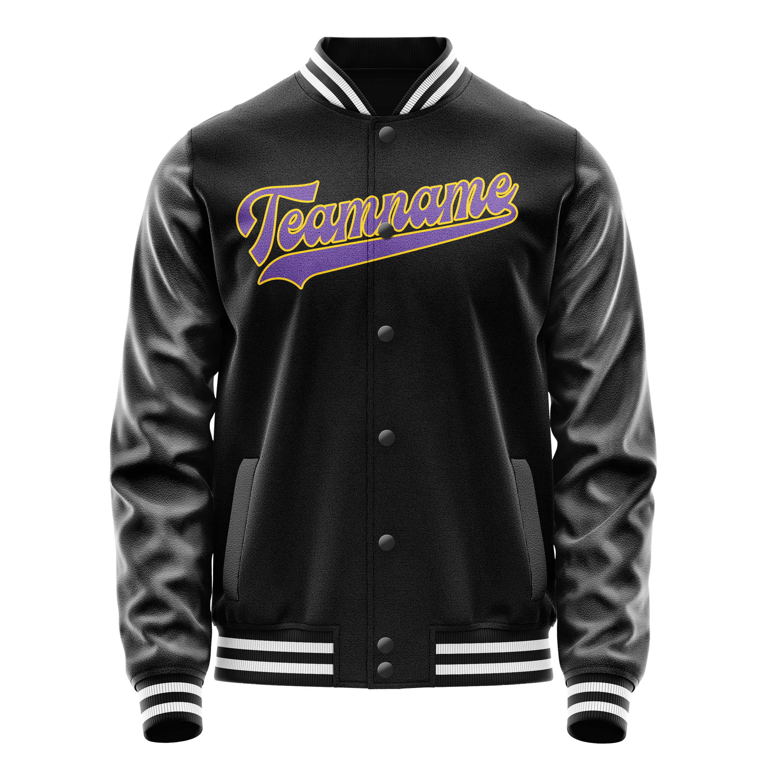Custom Black Purple Solid Color Varsity Letterman Jacket JA02240617XF024