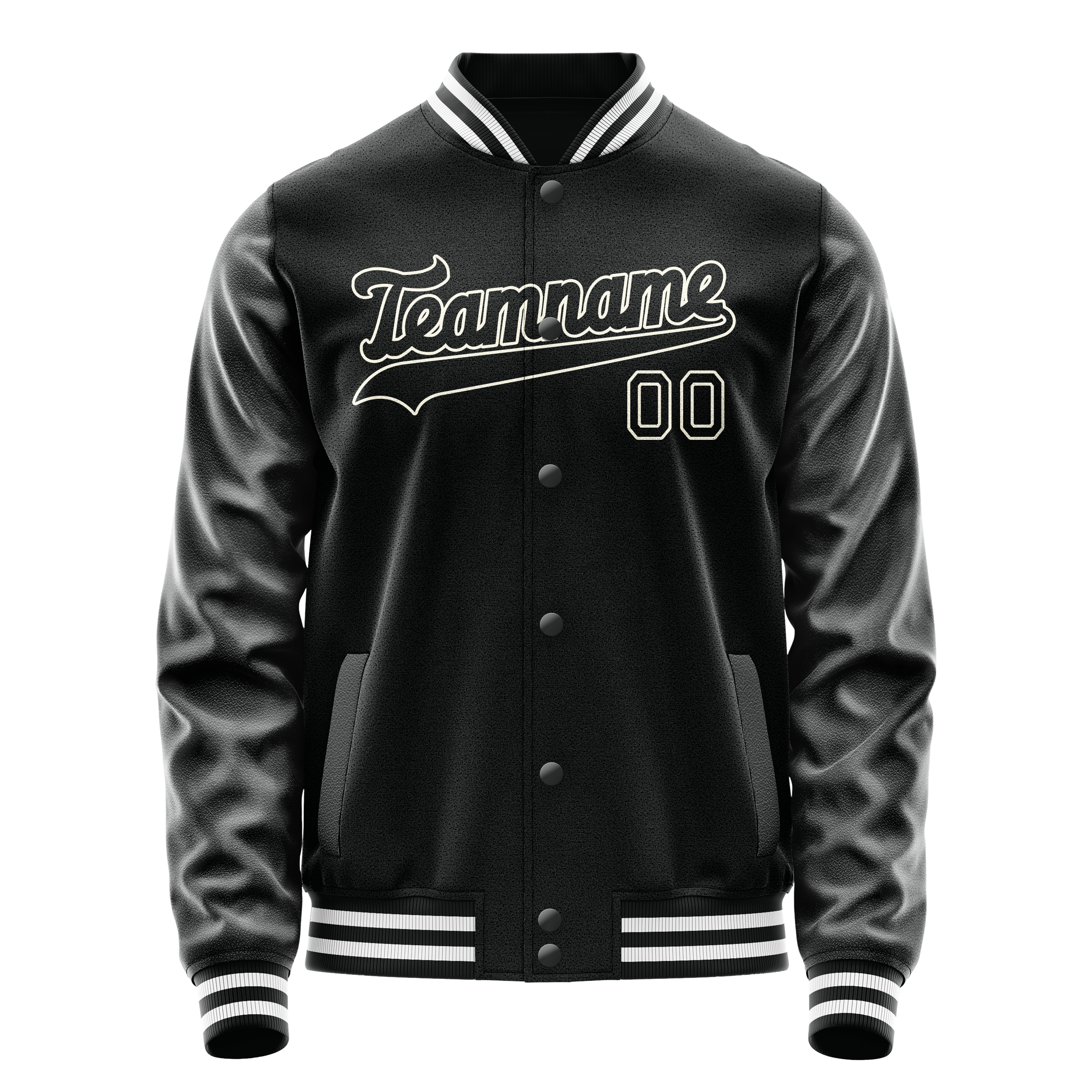 Custom Black White Solid Color Varsity Letterman Jacket JA02240617XF028