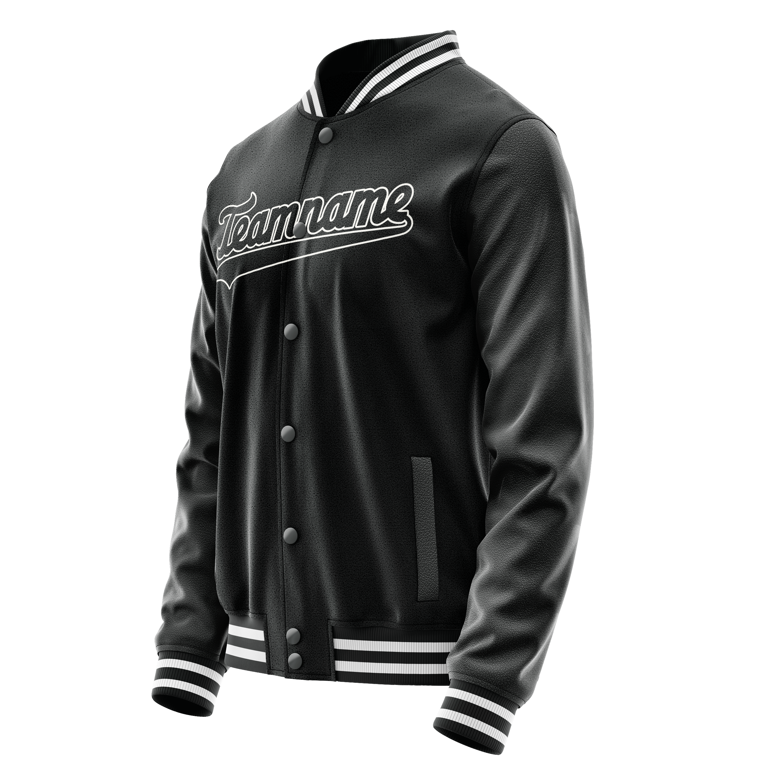 Custom Black White Solid Color Varsity Letterman Jacket JA02240617XF002