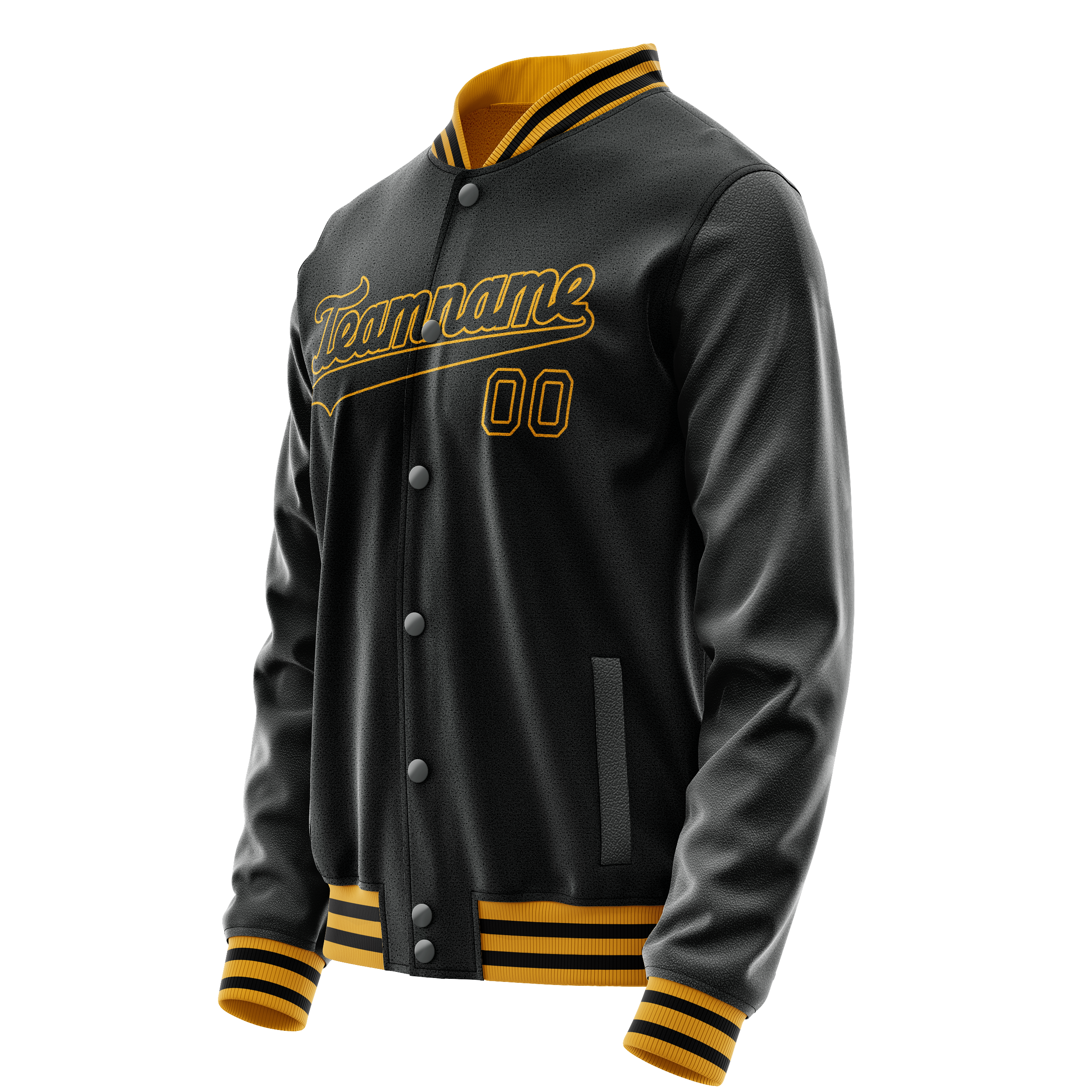 Custom Black Old-Gold Solid Color Varsity Letterman Jacket JA02240617XF027