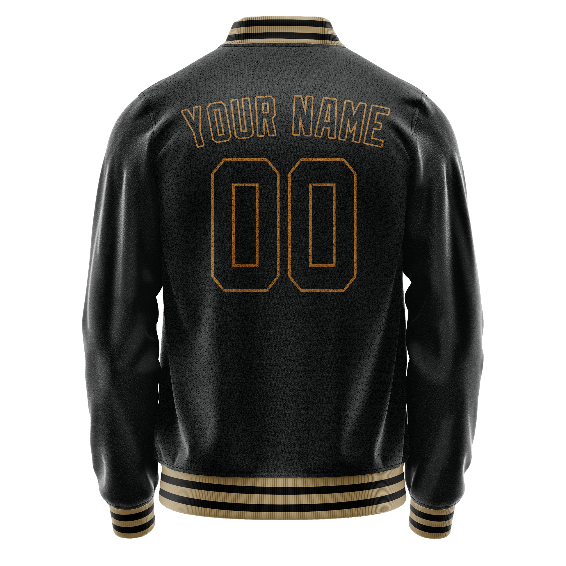Custom Black Old-Gold Solid Color Varsity Letterman Jacket JA02240617XF001