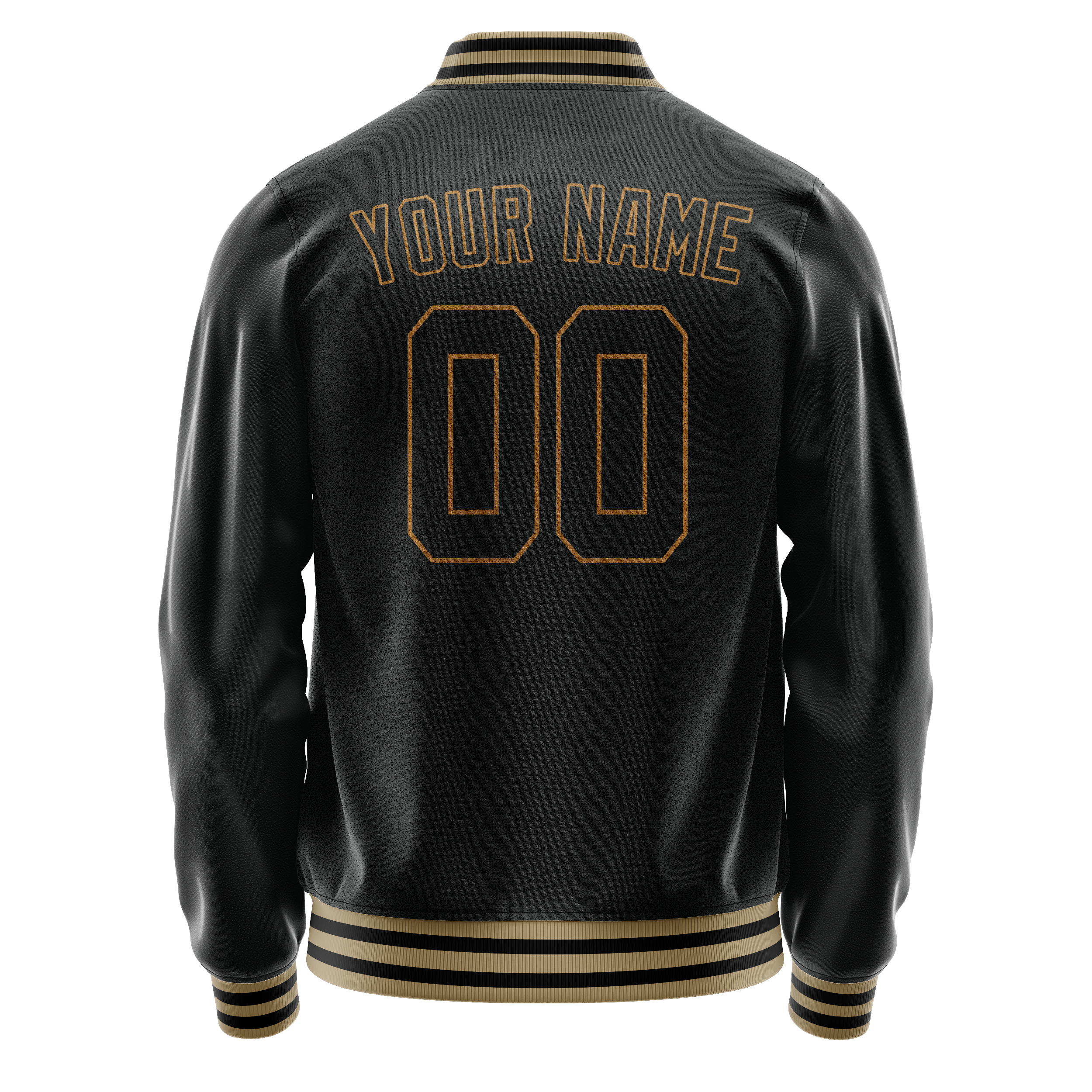 Custom Black Old-Gold Solid Color Varsity Letterman Jacket JA02240617XF001