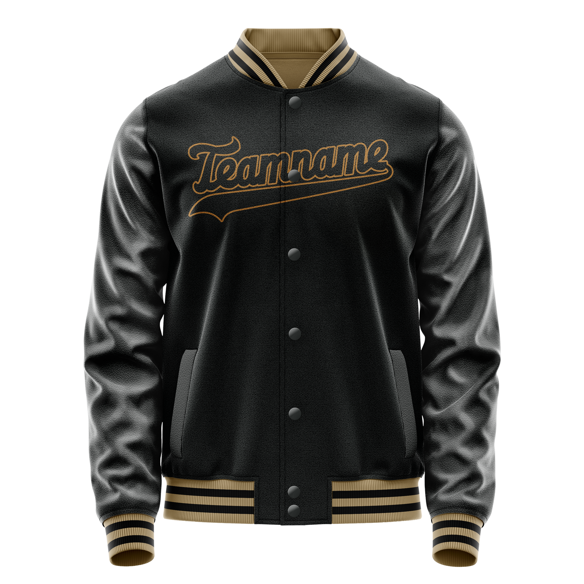 Custom Black Old-Gold Solid Color Varsity Letterman Jacket JA02240617XF001