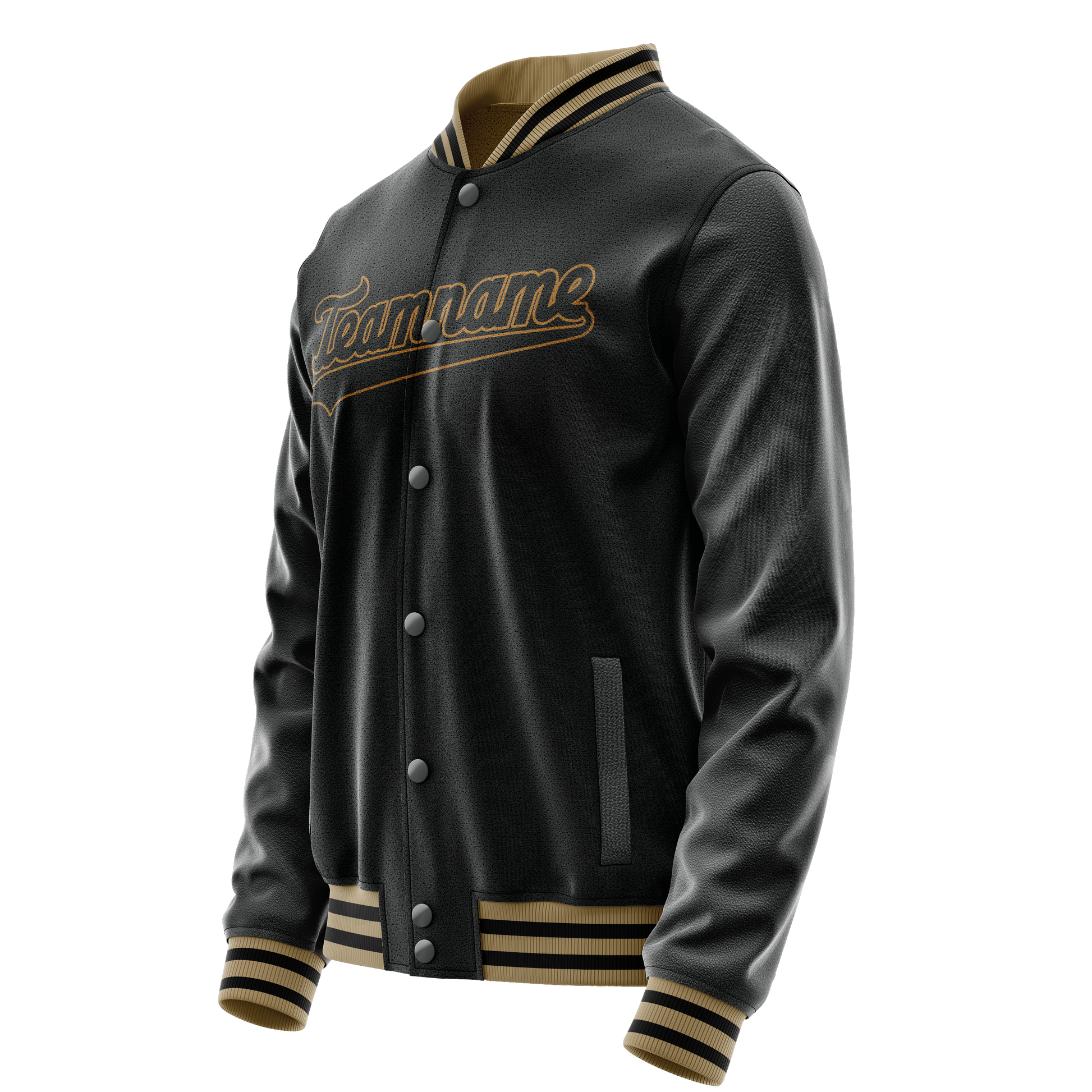 Custom Black Old-Gold Solid Color Varsity Letterman Jacket JA02240617XF001