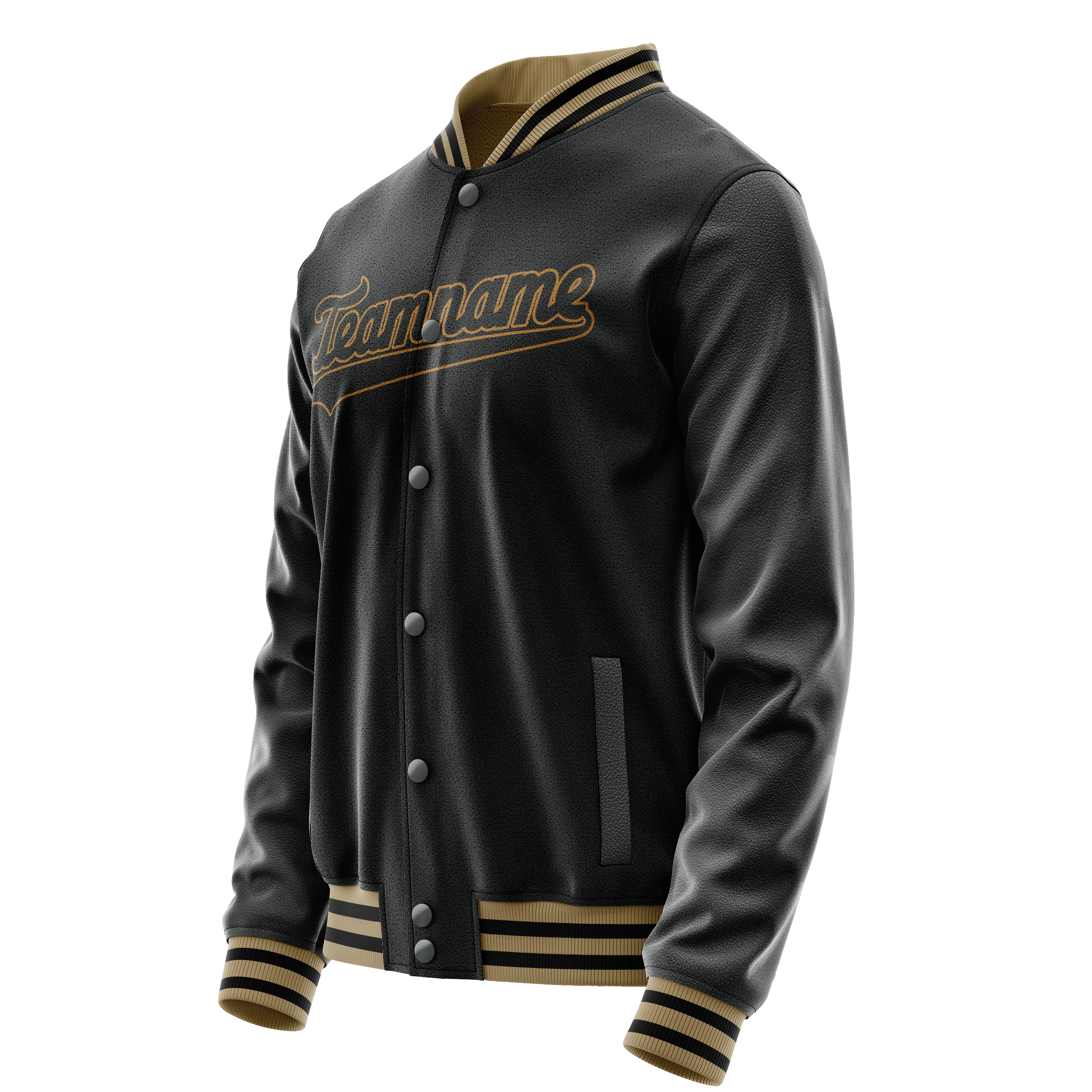 Custom Black Old-Gold Solid Color Varsity Letterman Jacket JA02240617XF001