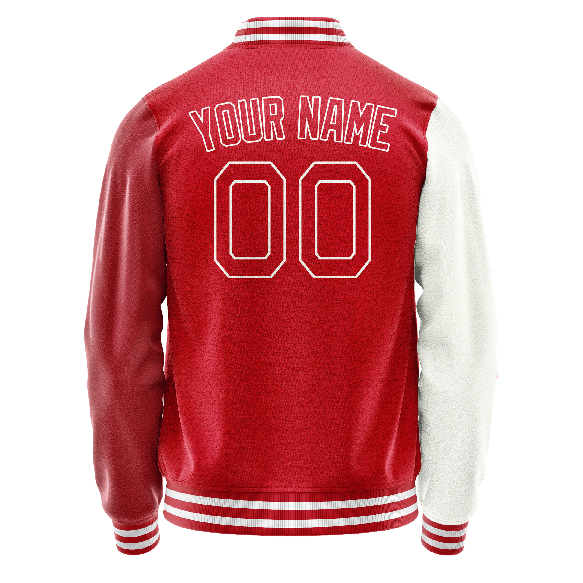 Custom White Red Split Varsity Letterman Jacket JA02240617LH455