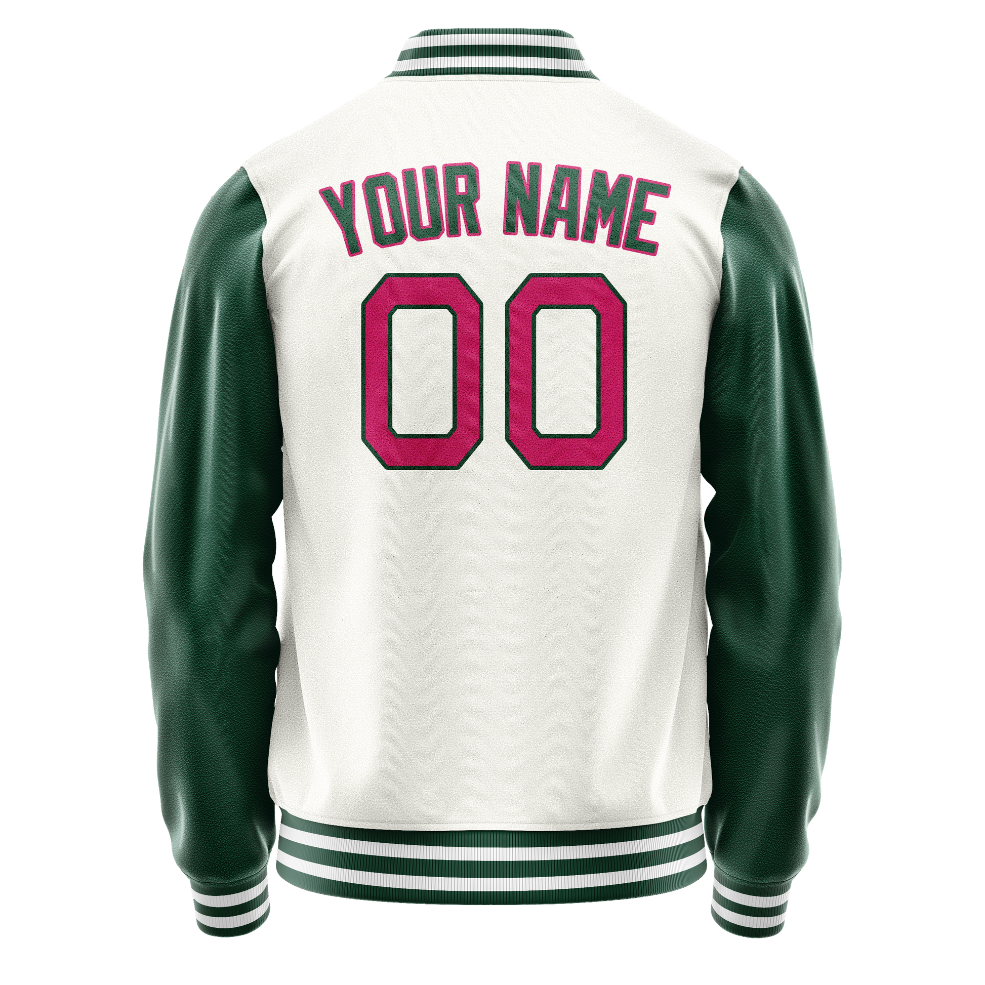 Custom White Kelly-Green Solid Color Varsity Letterman Jacket JA02240617LH469
