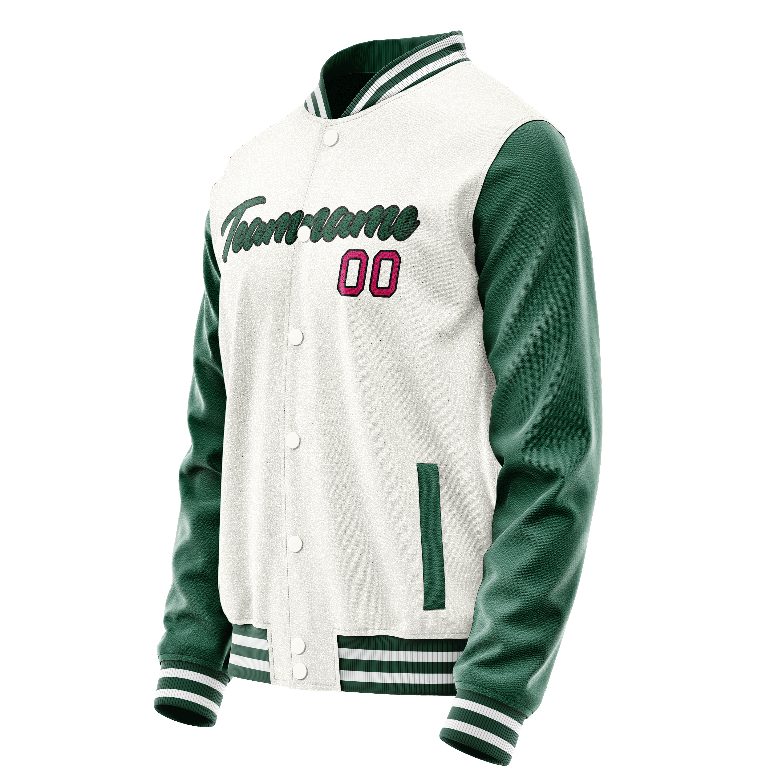 Custom White Kelly-Green Solid Color Varsity Letterman Jacket JA02240617LH469