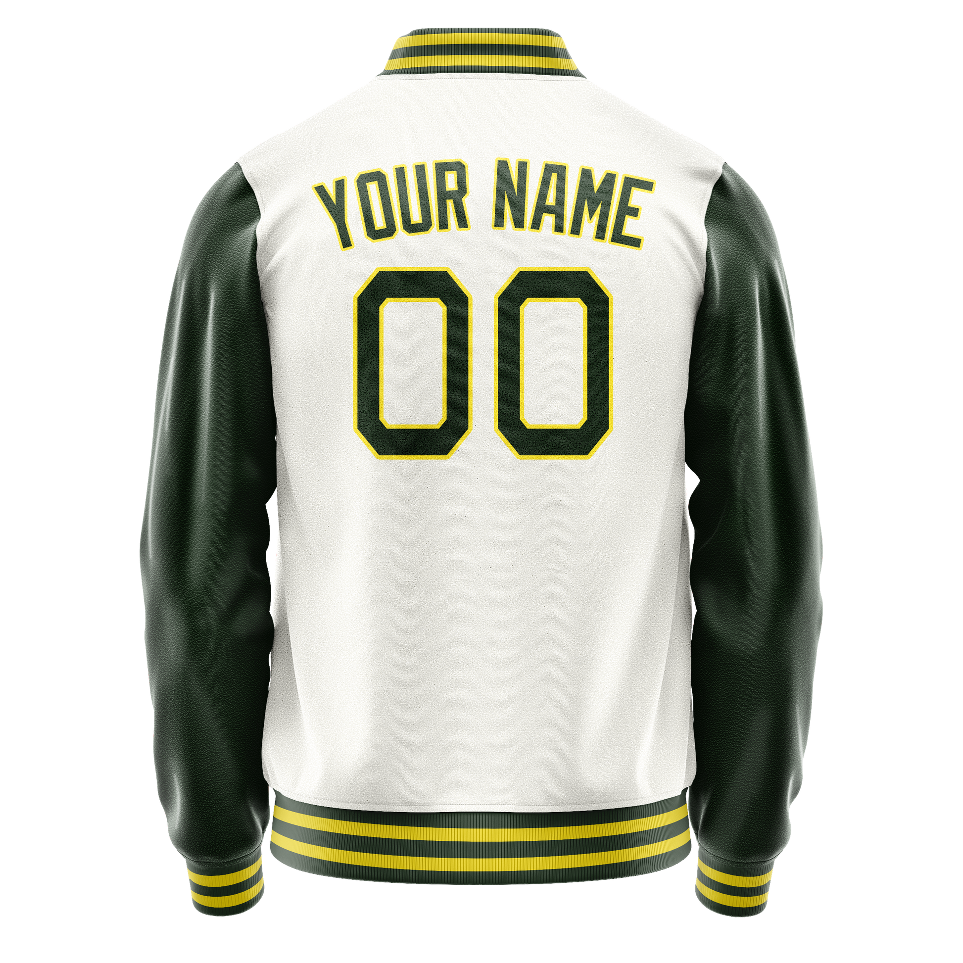 Custom White Kelly-Green Solid Color Varsity Letterman Jacket JA02240617LH450
