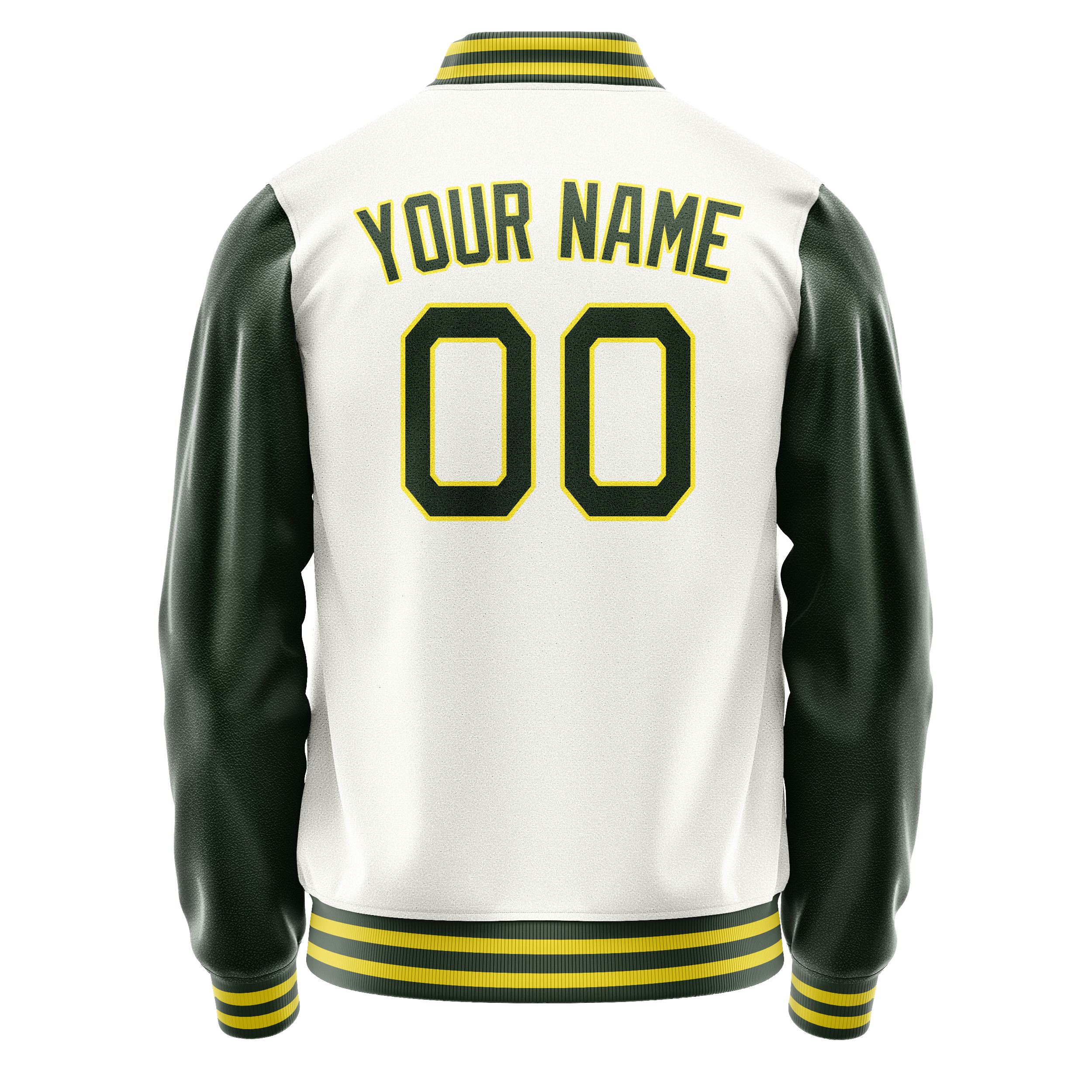Custom White Kelly-Green Solid Color Varsity Letterman Jacket JA02240617LH450