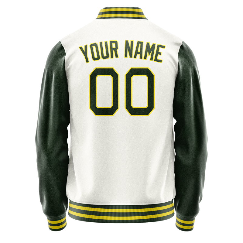 Custom White Kelly-Green Solid Color Varsity Letterman Jacket JA02240617LH450