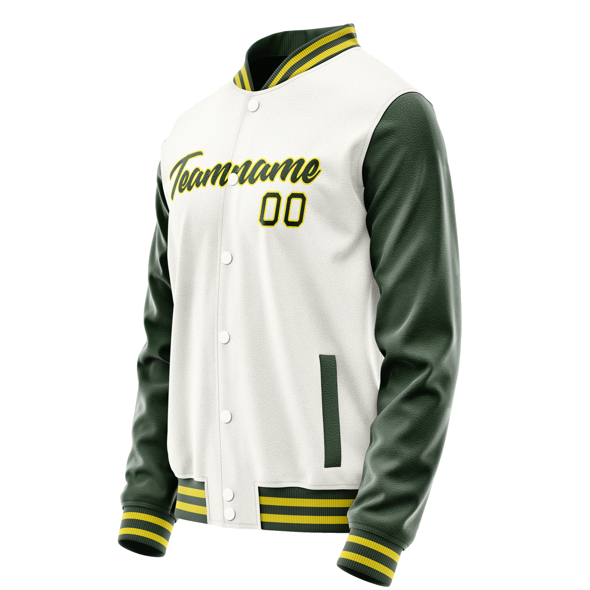 Custom White Kelly-Green Solid Color Varsity Letterman Jacket JA02240617LH450
