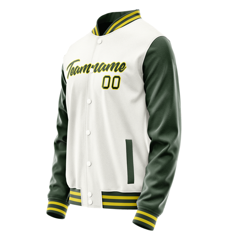 Custom White Kelly-Green Solid Color Varsity Letterman Jacket JA02240617LH450