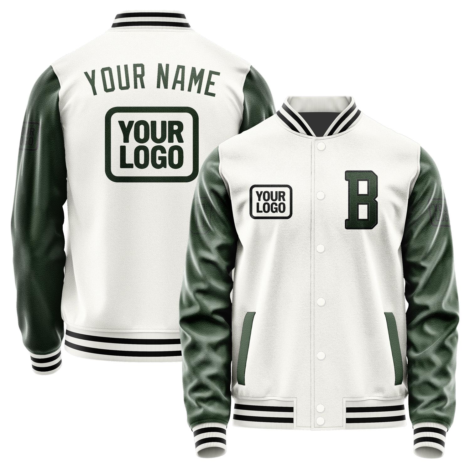 Custom White Dark Green Jacket JA181806181717060617