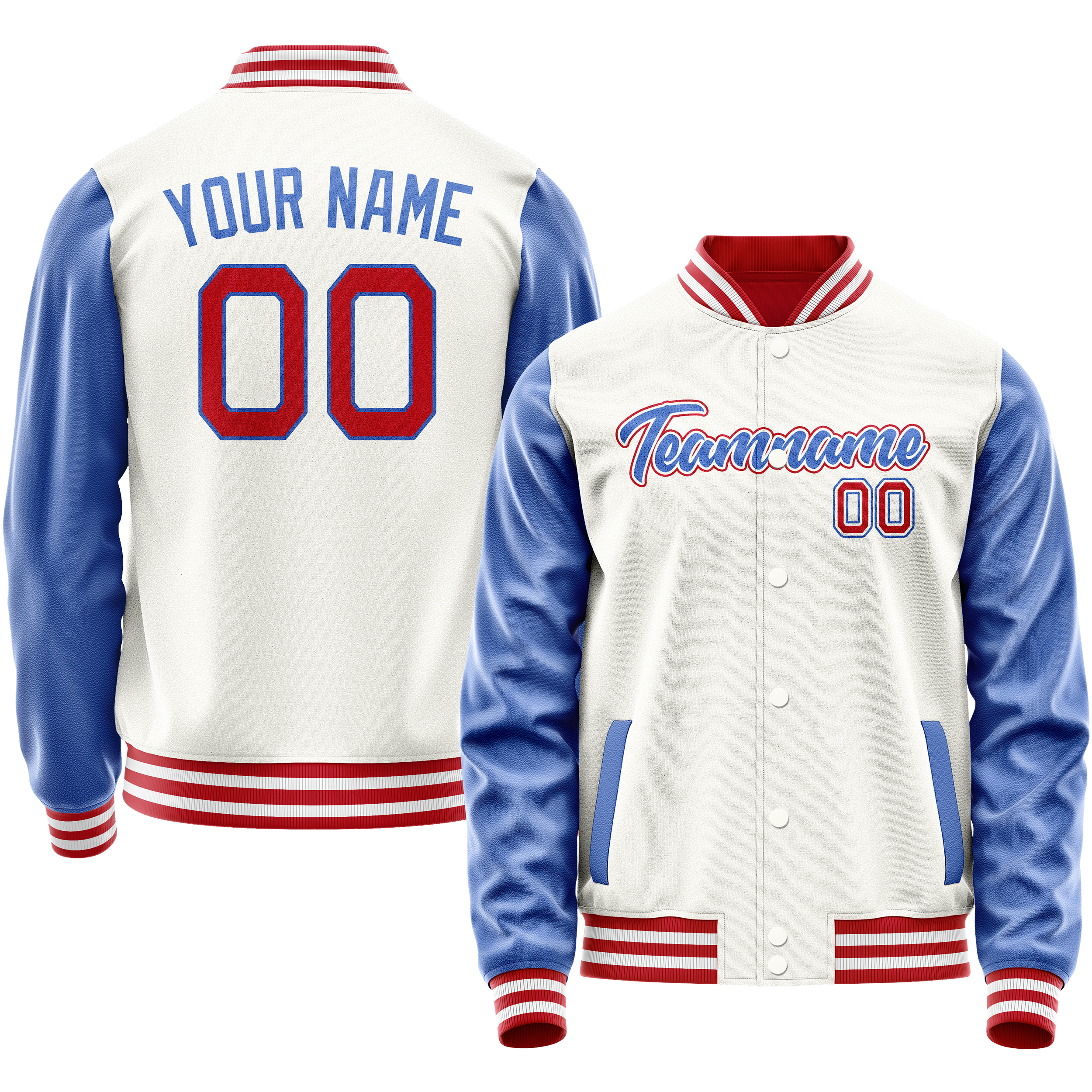 Custom White Royal Solid Color Varsity Letterman Jacket JA02240617LH449