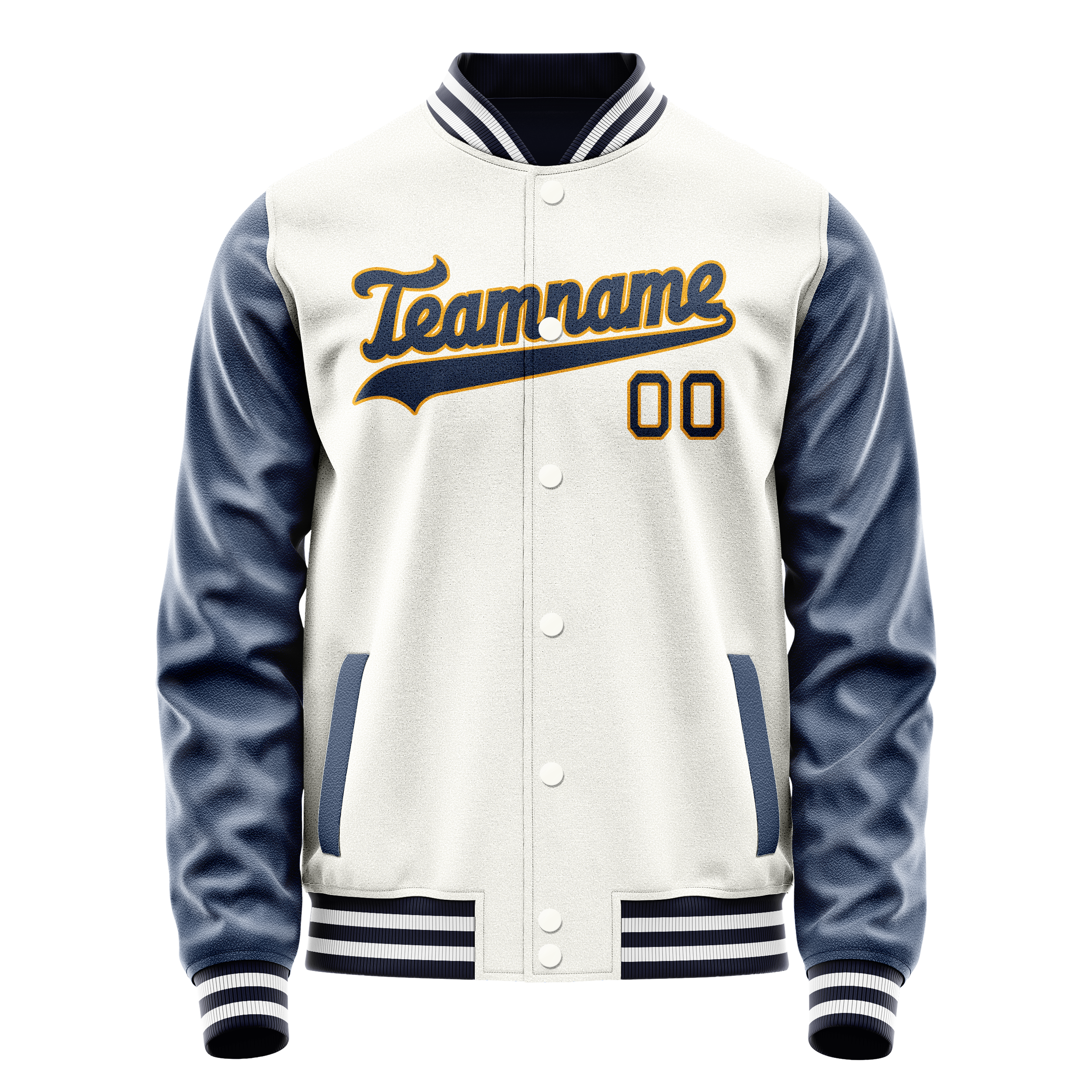 Custom White Royal Solid Color Varsity Letterman Jacket JA02240617LH451