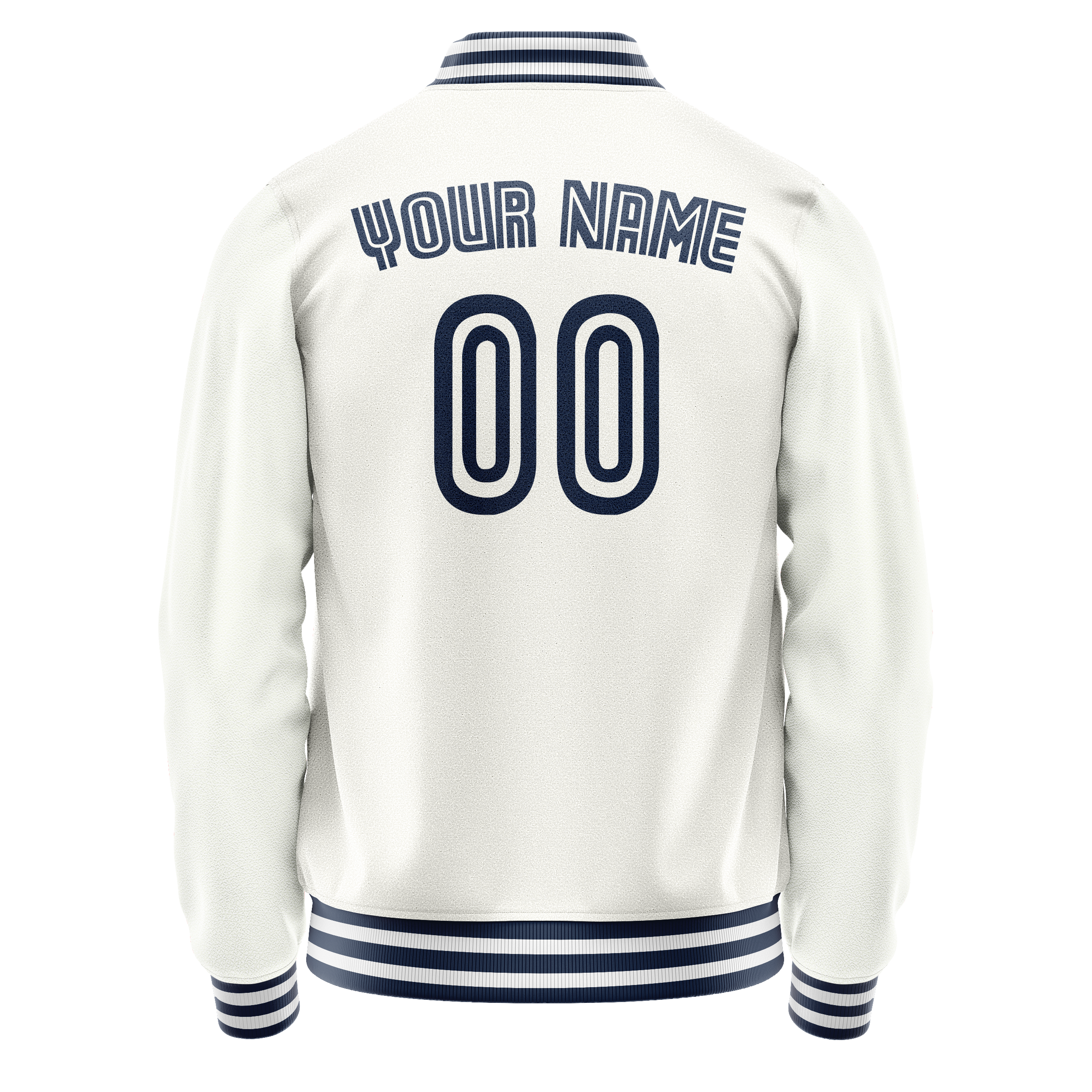 Custom White Navy Solid Color Varsity Letterman Jacket JA02240617LH464